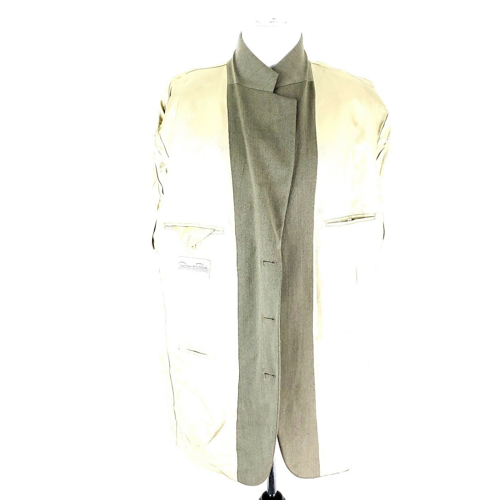 Oscar De La Renta Oscar De La Renta Wool 2 Button Blazer 46R Tan Herringbone S Size 46R - 10 Thumbnail