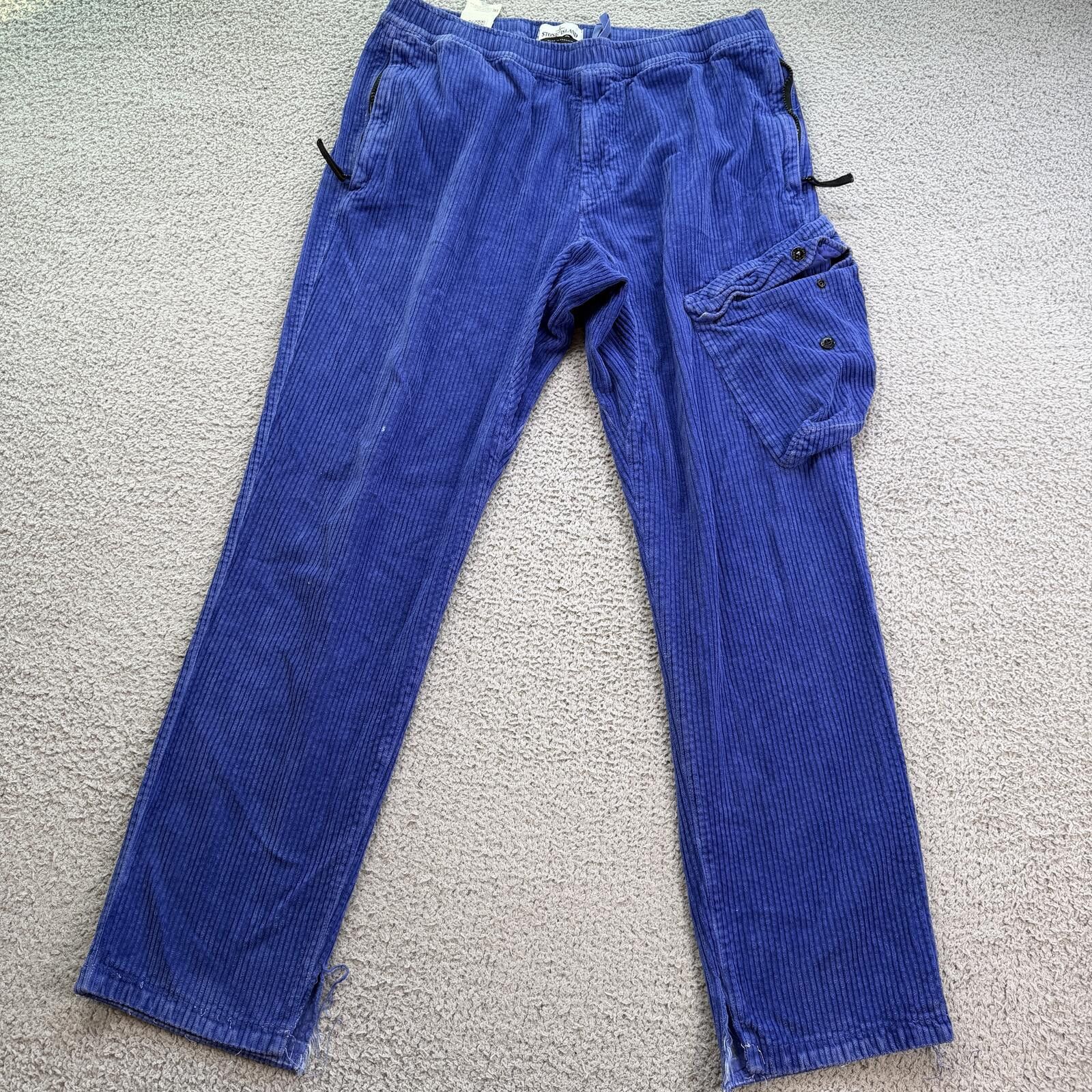 Stone Island Stone Island Blue Corduroy Cargo Pants 38 Drawstring Wide Size US 38 / EU 54 - 1 Thumbnail