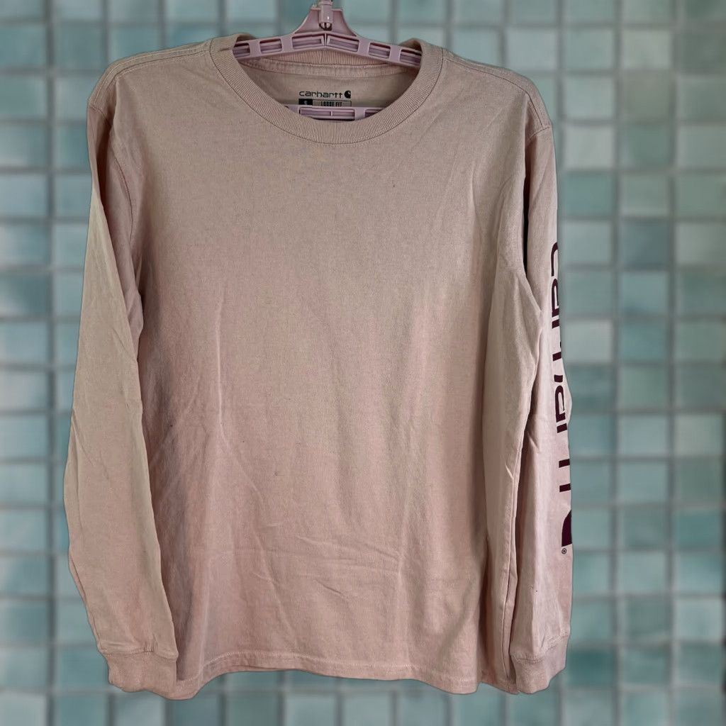 Carhartt Carhartt Loose Fit Long Sleeve T-Shirt Womens Size S Pink LT. Pink Color solid knit cotton casual wear 90s biker outdoor Size S / US 4 / IT 40 - 1 Thumbnail