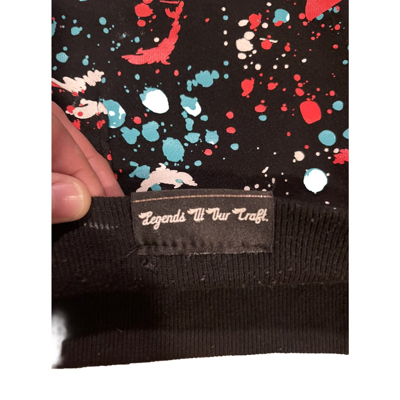Pinko VINTAGE Pink Dolphin Splatter Hoodie XL Men Pullover Black Size US XL / EU 56 / 4 - 7 Thumbnail
