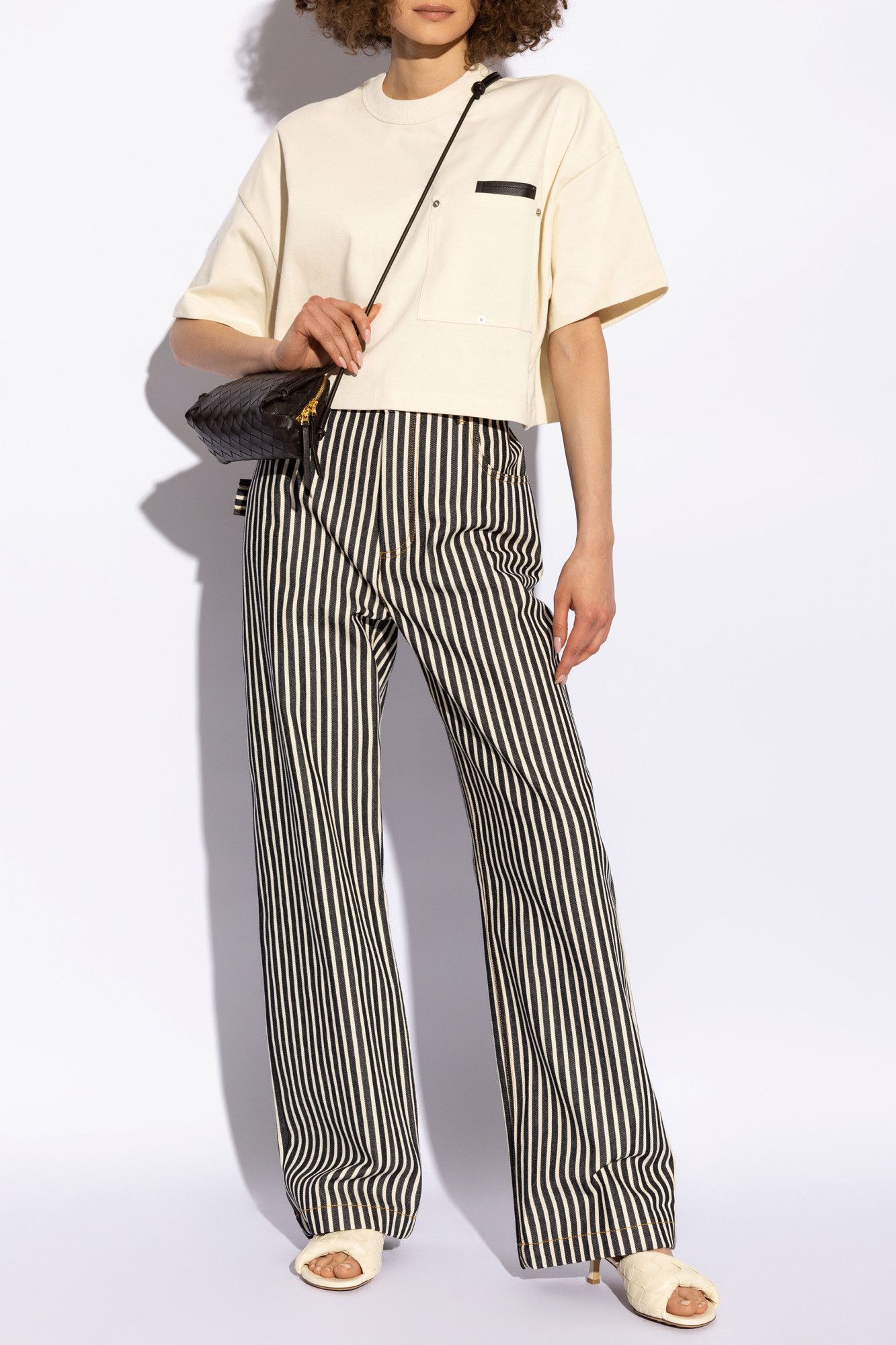 Bottega Veneta BOTTEGA VENETA cream Japanese jersey oversize crop t-shirt q Size L / US 10 / IT 46 - 5 Thumbnail