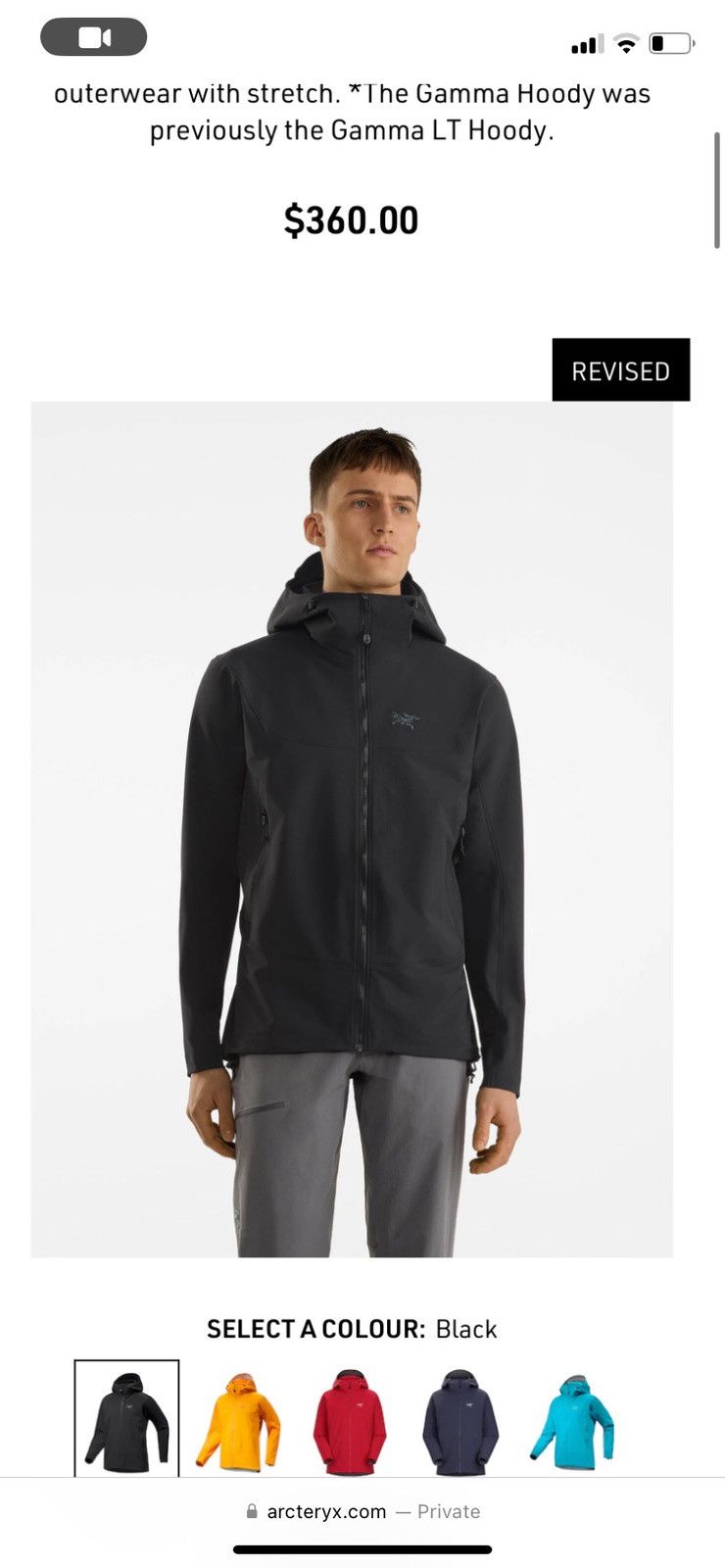 Image of Arcteryx Gamma Lightweight Hoody Men in Black (Size XS)