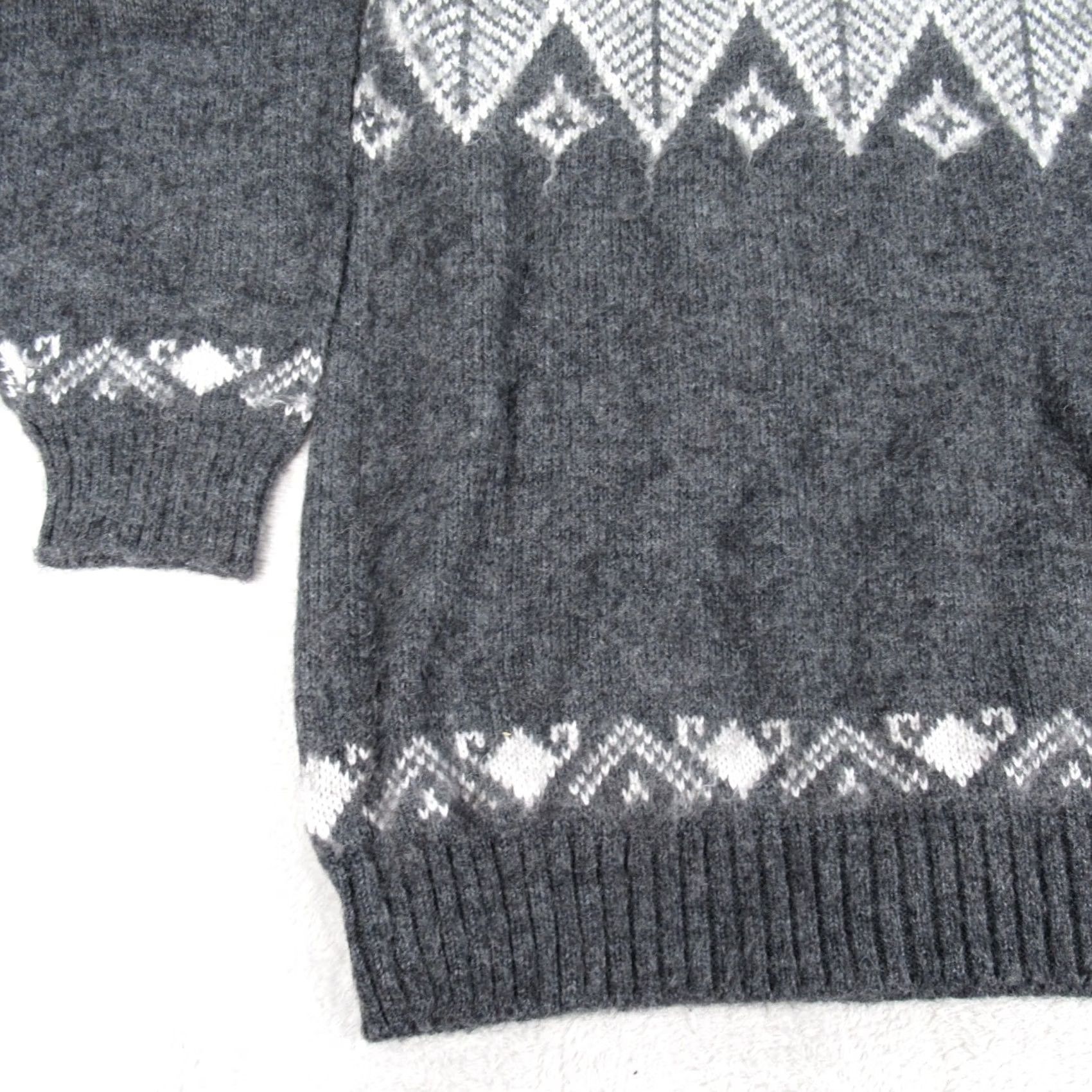 Vintage Wool Sweater Large Gray Animal Print Raglan 1/4 Zip Knit Pullover Mens Size US L / EU 52-54 / 3 - 4 Thumbnail
