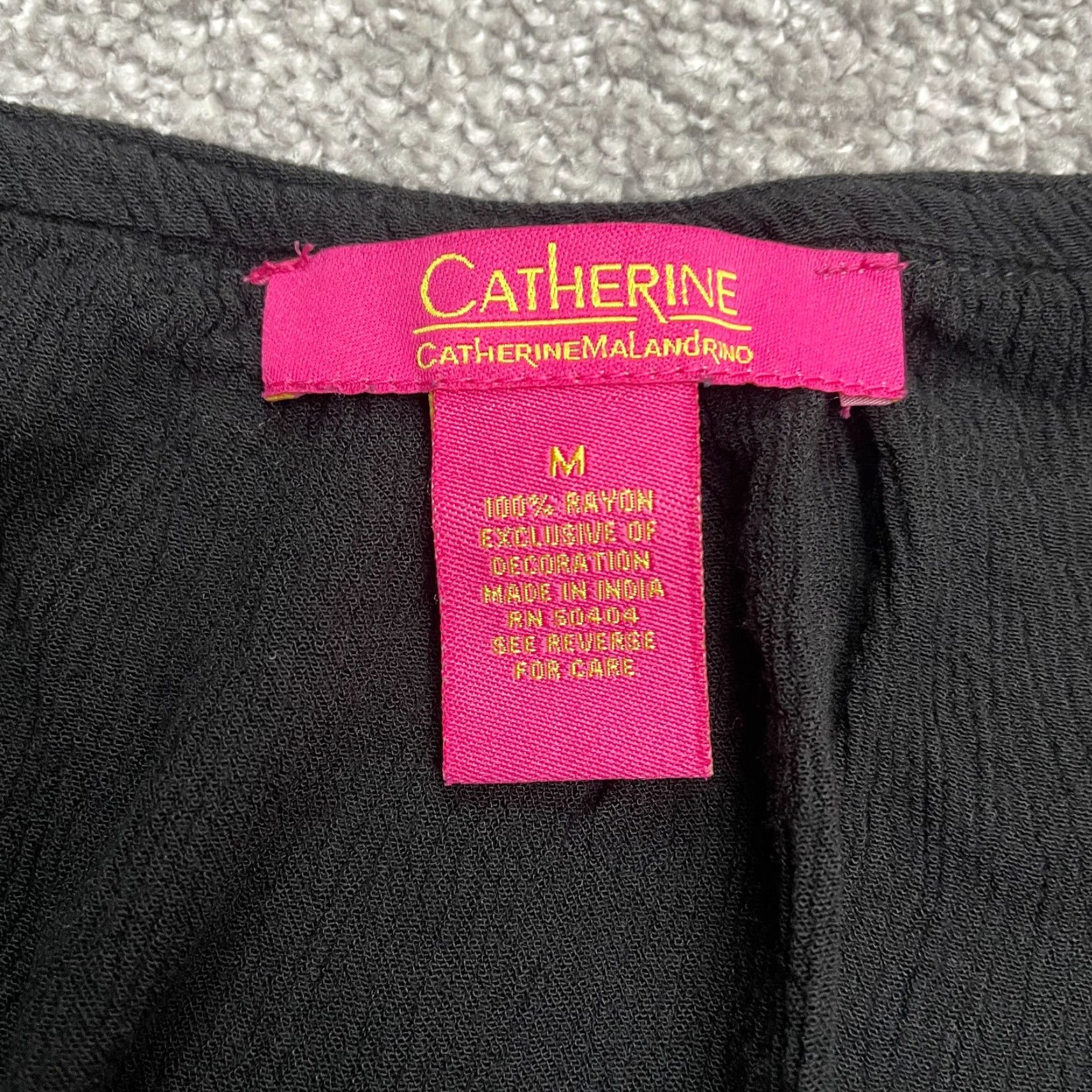 Vintage Catherine Malandrino Tunic Blouse Womens M Black Tasseled Rayon Bohemian Size M / US 6-8 / IT 42-44 - 5 Thumbnail