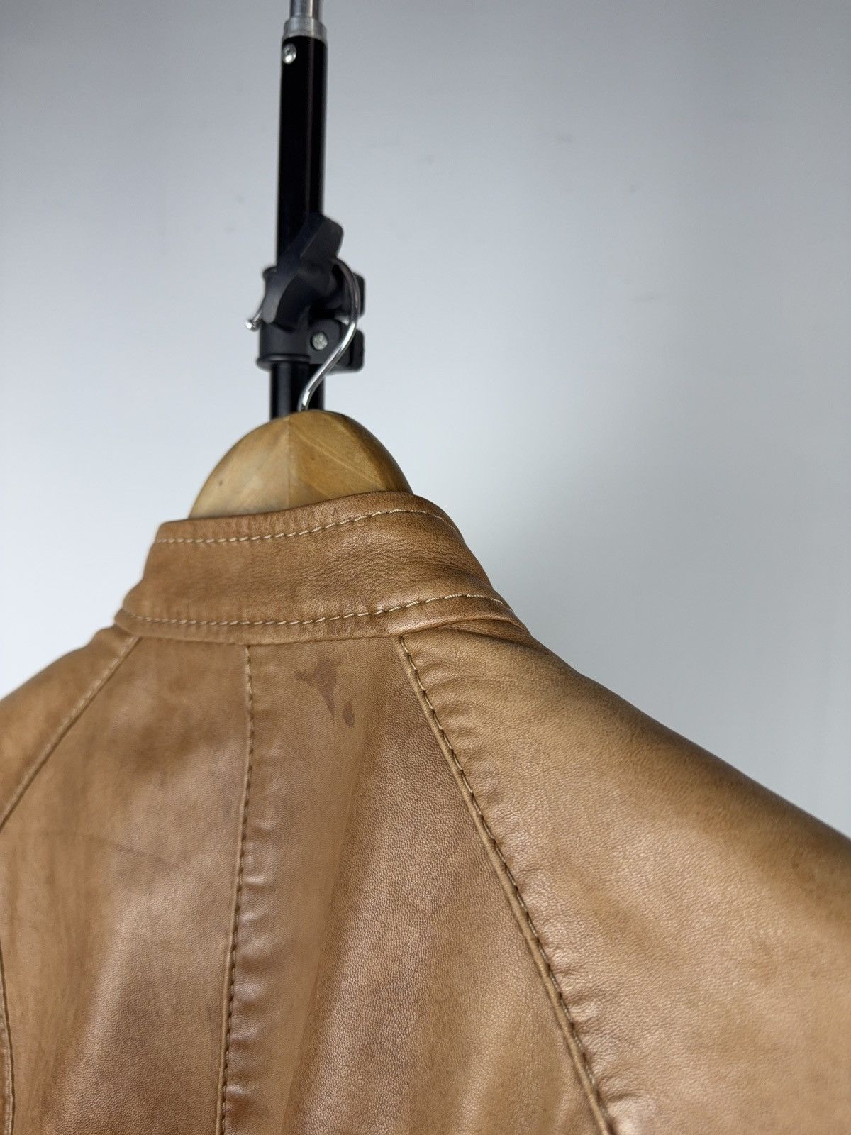 Japanese Brand 00s Leather Safari Biker Moto Jacket Tan Brown Vintage Size M / US 6-8 / IT 42-44 - 19 Thumbnail