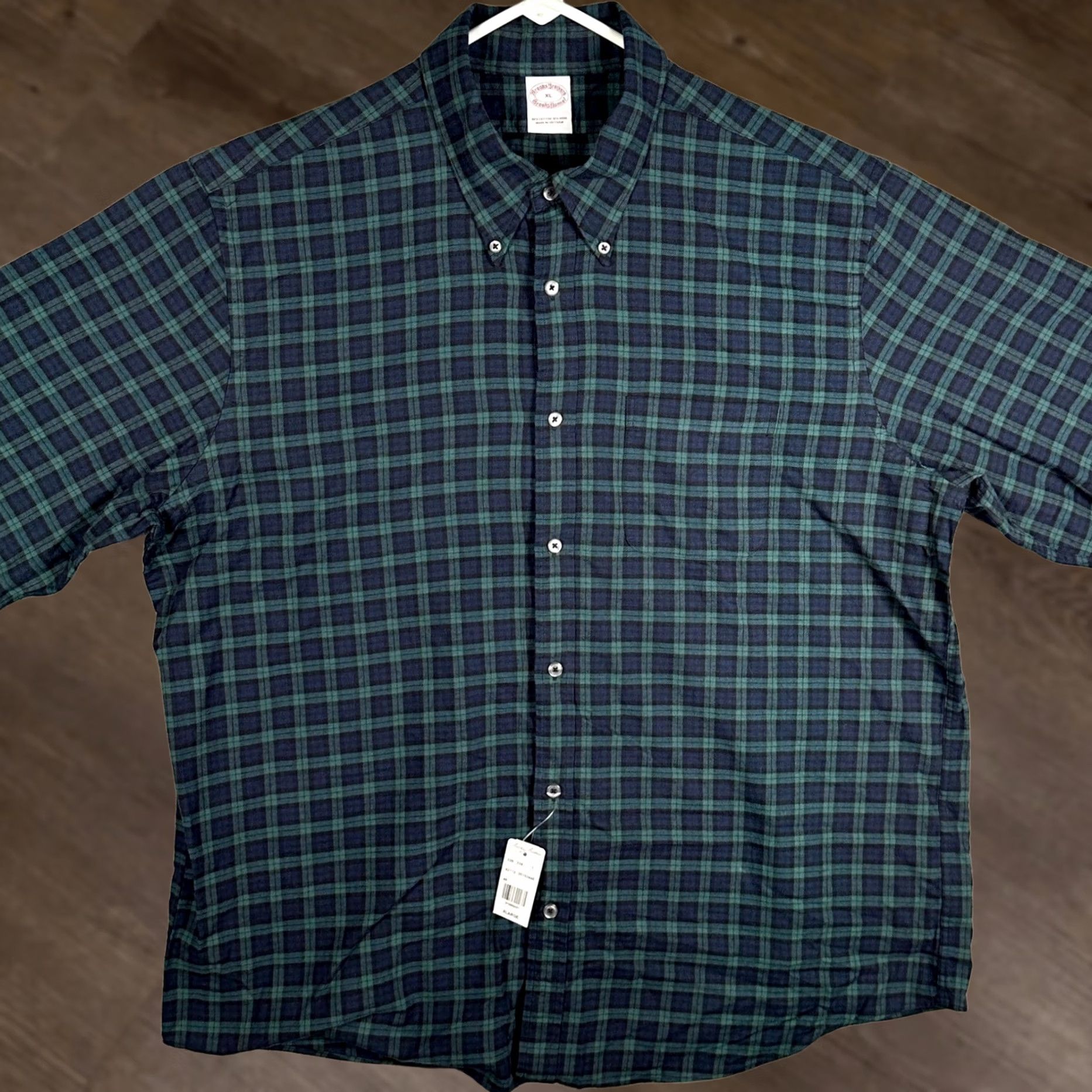 Brooks Brothers VINTAGE Brooks Brothers Wool Blend Shirt Mens XL Navy Green Flannel Tartan Plaid Size US XL / EU 56 / 4 - 1 Thumbnail