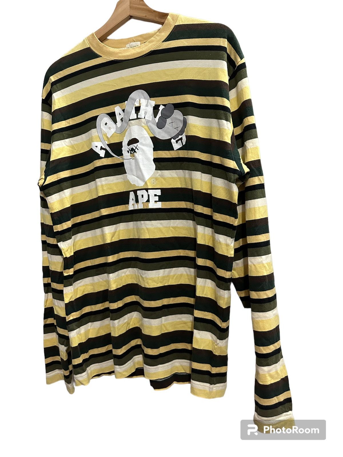 Bape × Kaws Bape x Kaws College Striped Long Sleeve Tee Size US L / EU 52-54 / 3 - 4 Thumbnail
