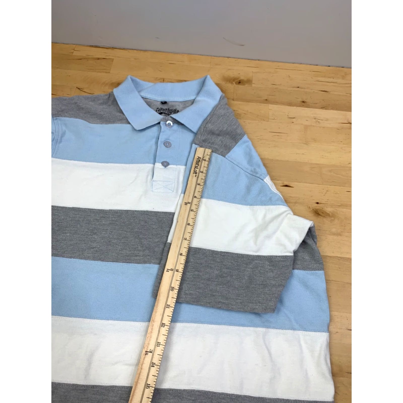 Southpole VINTAGE Southpole Polo Shirt Mens L Striped Blue Gray Y2K Short Sleeve 12138 Size US L / EU 52-54 / 3 - 5 Thumbnail