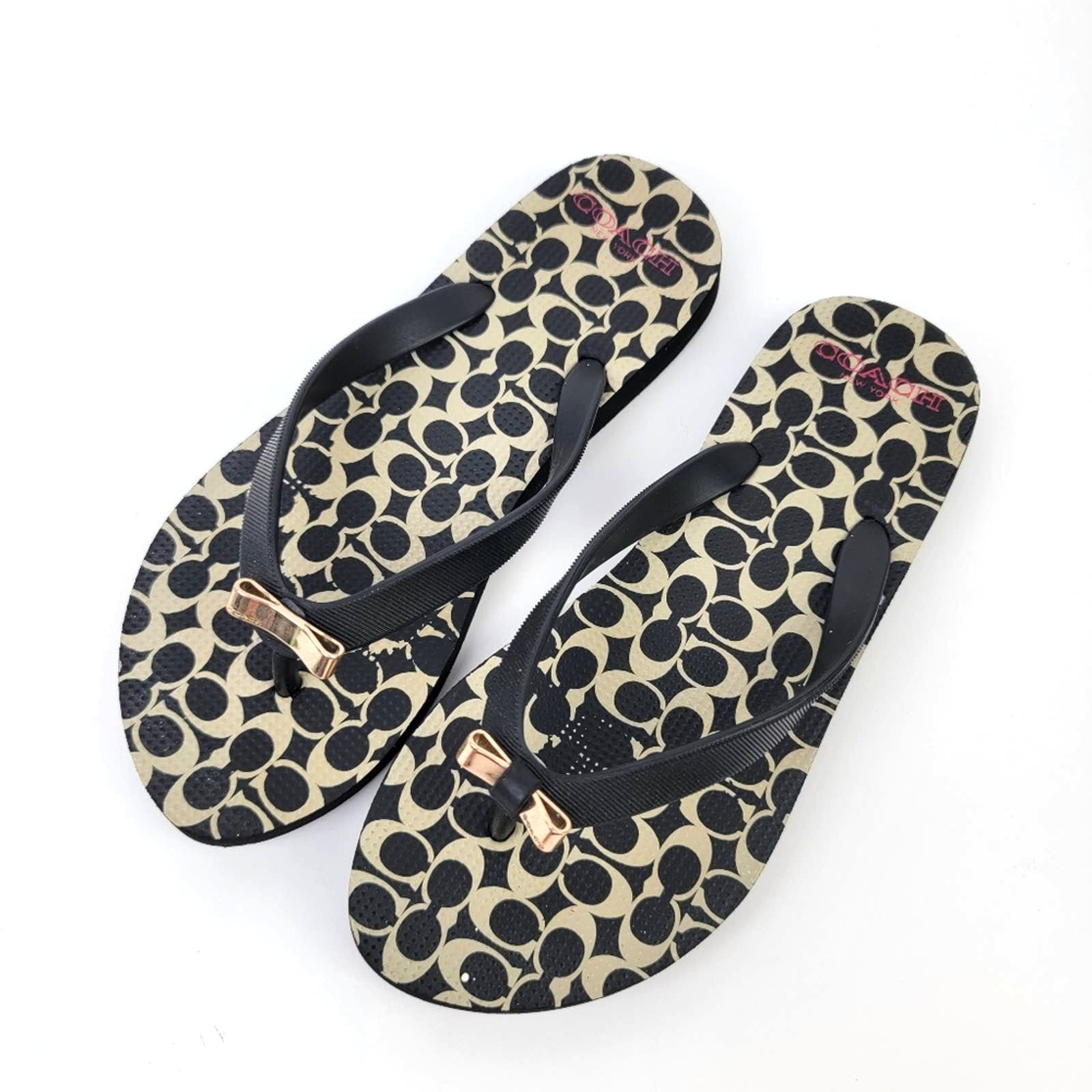 Coach Coach New York Black LOGO Flip Flop Sandals - 5/6 Size US 6 / IT 36 - 1 Thumbnail