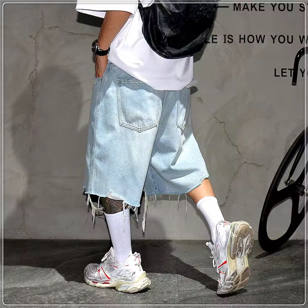 Jean Korean style ripped light jeans shorts jorts Size US 32 / EU 48 - 4 Thumbnail