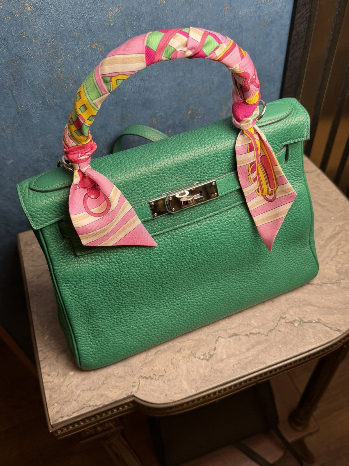 Hermes Kelly Bag 28 Clemence Leather Stamp A Vert Vertigo Size ONE SIZE - 21 Thumbnail