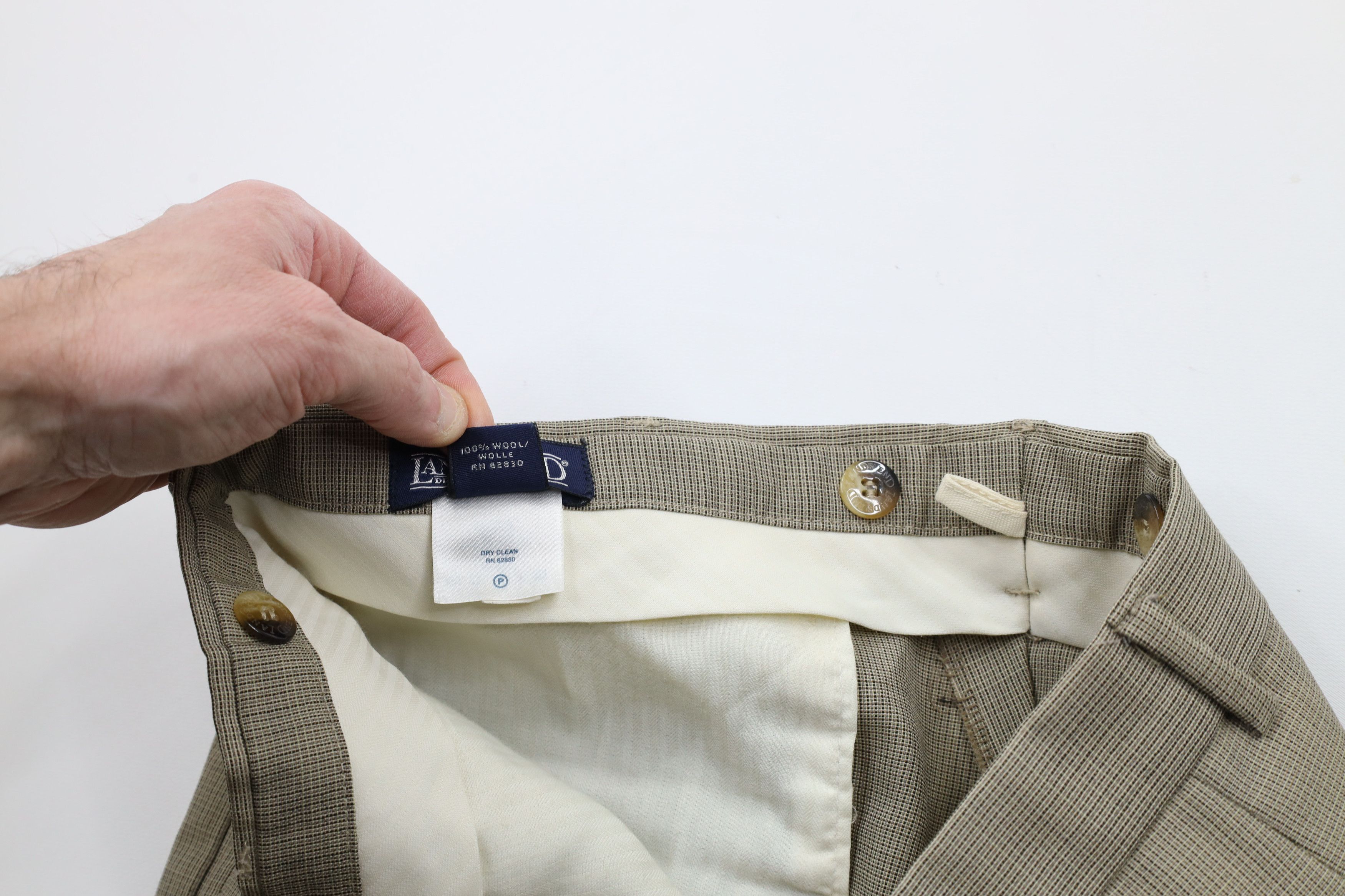 Lands' End × Vintage Vintage 90s Lands End Wool Pleated Cuffed Chino Pants USA Size US 34 / EU 50 - 8 Thumbnail
