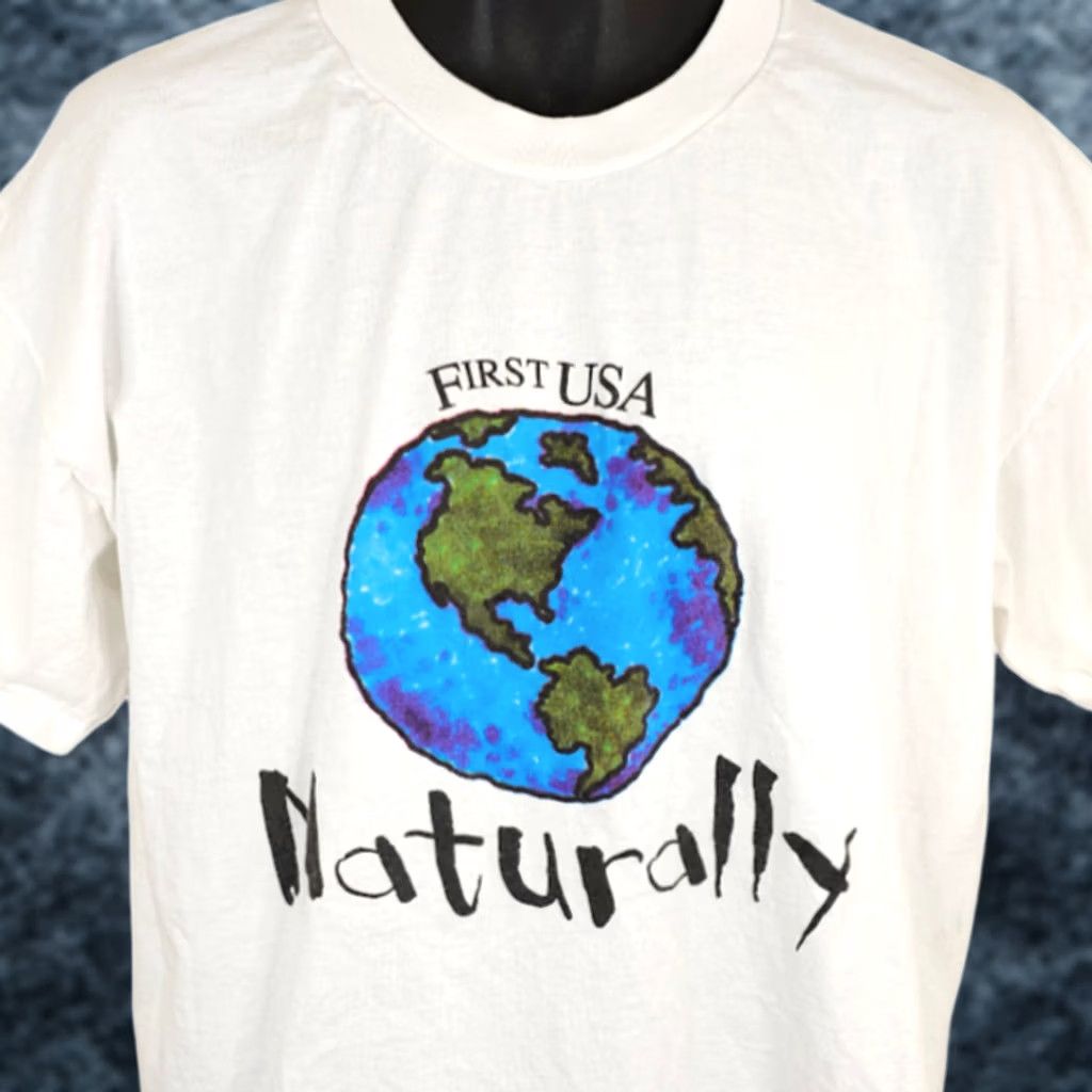Vintage VINTAGE World T Shirt Mens XL White 90s Naturally Earth Globe Planet Made In USA Size US XL / EU 56 / 4 - 1 Thumbnail