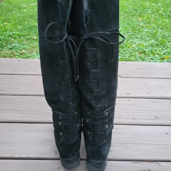 Nine West Nine West Black Suede Leather Over The Knee OTK Equestrian R Size US 7.5 / IT 37.5 - 6 Thumbnail