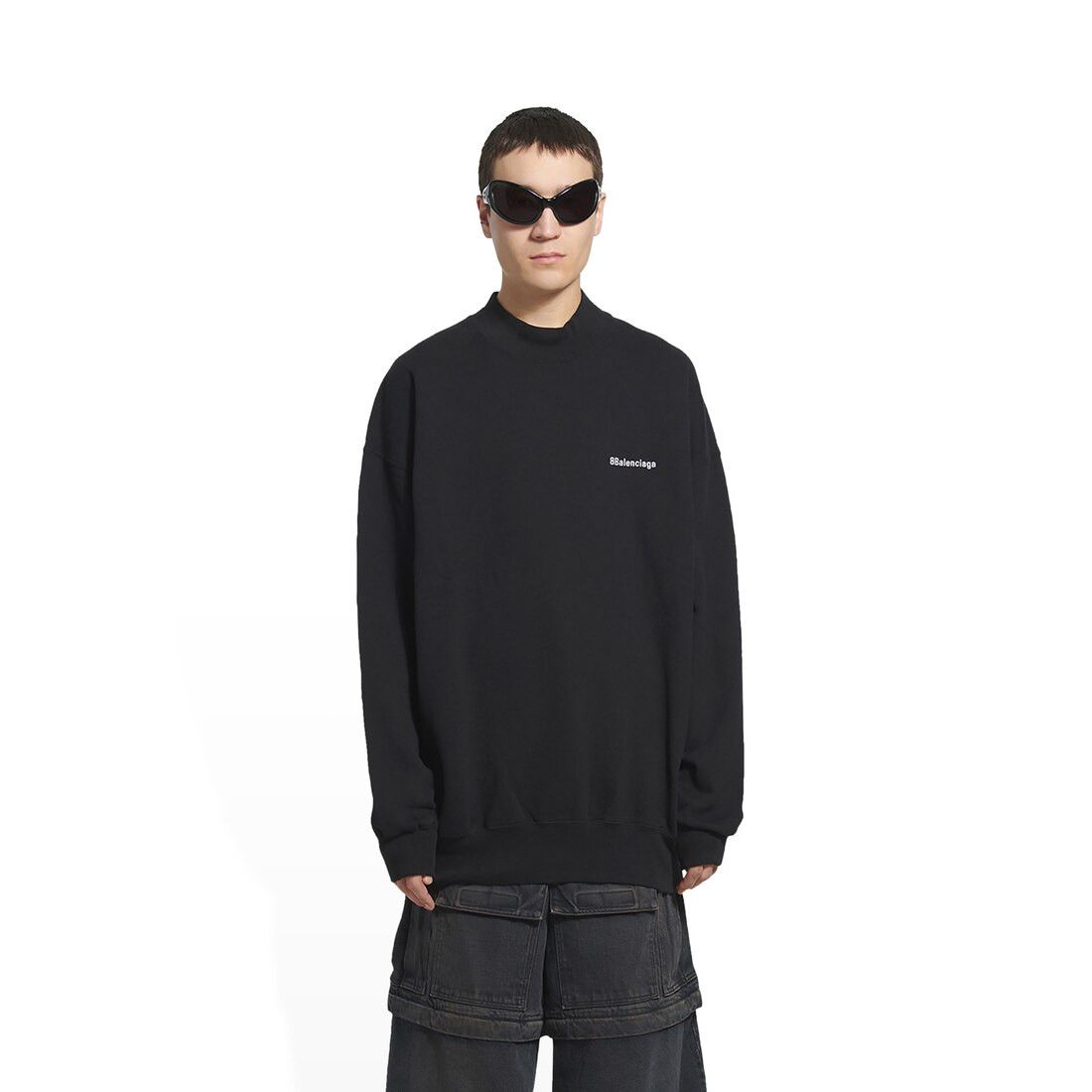 Balenciaga o1srvl11e1124 BB Corp Sweatshirt in Black Size US XL / EU 56 / 4 - 6 Thumbnail