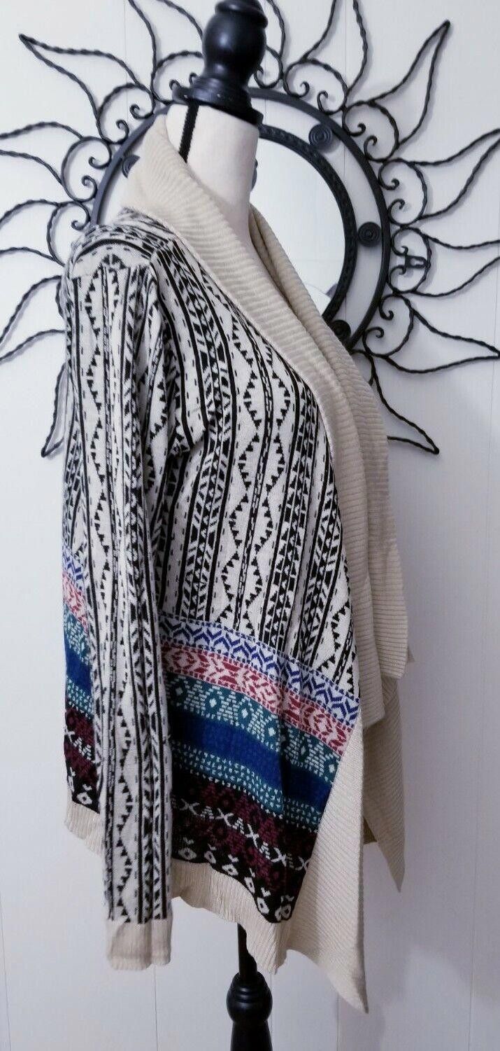 Cartoon Network Cato Sweater Large Aztec Long Open Front Cardigan Beige Size L / US 10 / IT 46 - 3 Thumbnail