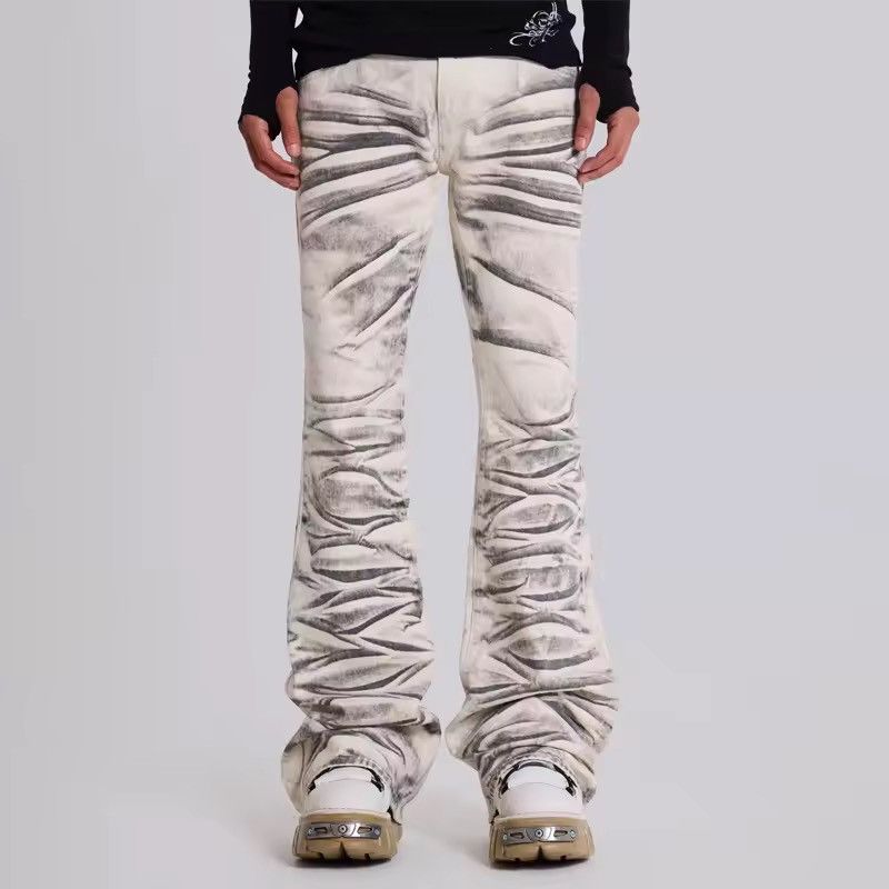 Jean Y2k Streetwear Flared Retro Hip Hop Designer Jeans Size US 37 - 1 Thumbnail