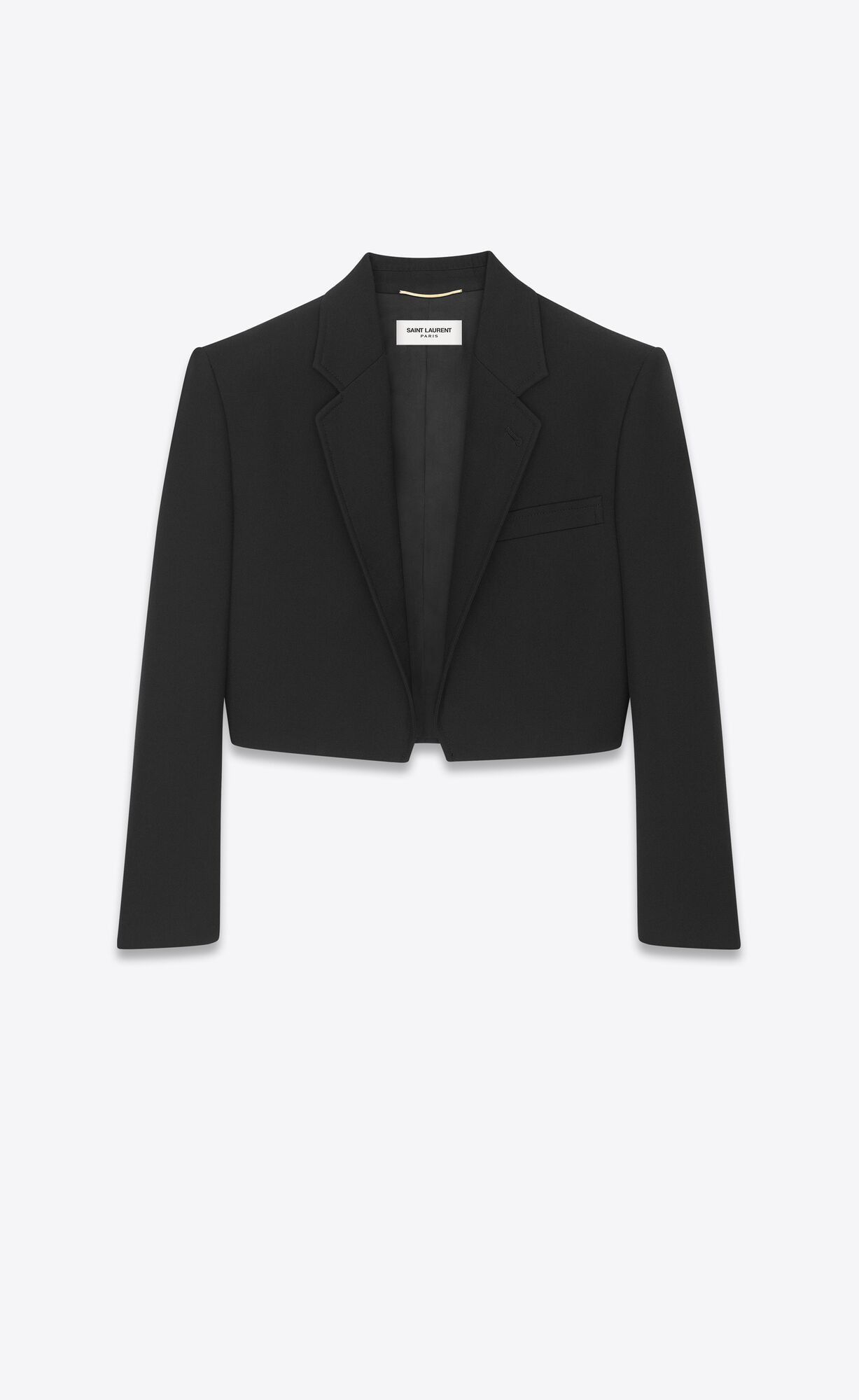 Saint Laurent Paris o1s1wg111124 Open Cropped Jacket in Wool Gabardine in Black Size XS / US 0-2 / IT 36-38 - 1 Thumbnail