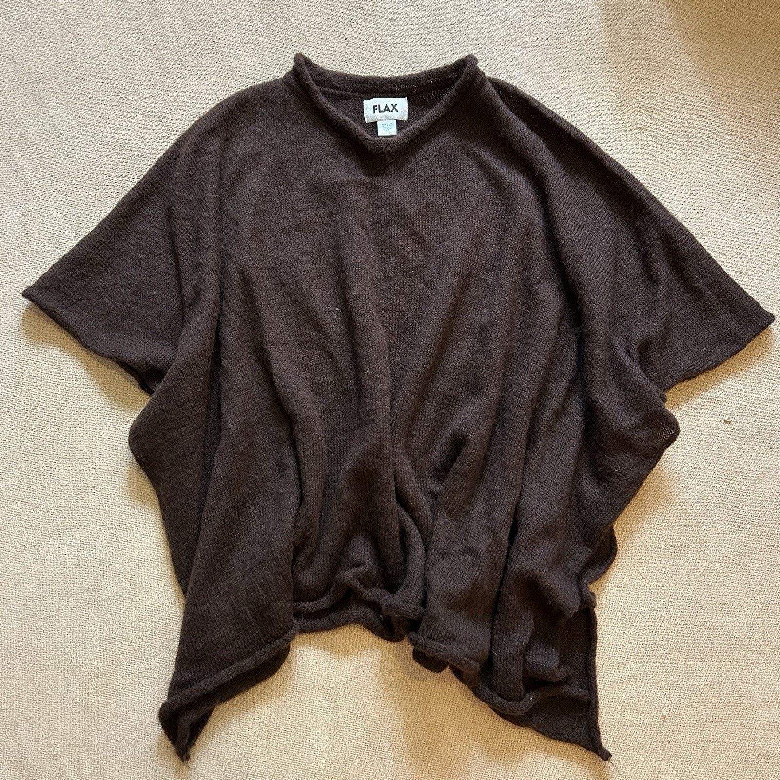 FLAX Mohair Knit Poncho Shawl Oversized Super Soft Sweater M/L Size M / US 6-8 / IT 42-44 - 1 Thumbnail