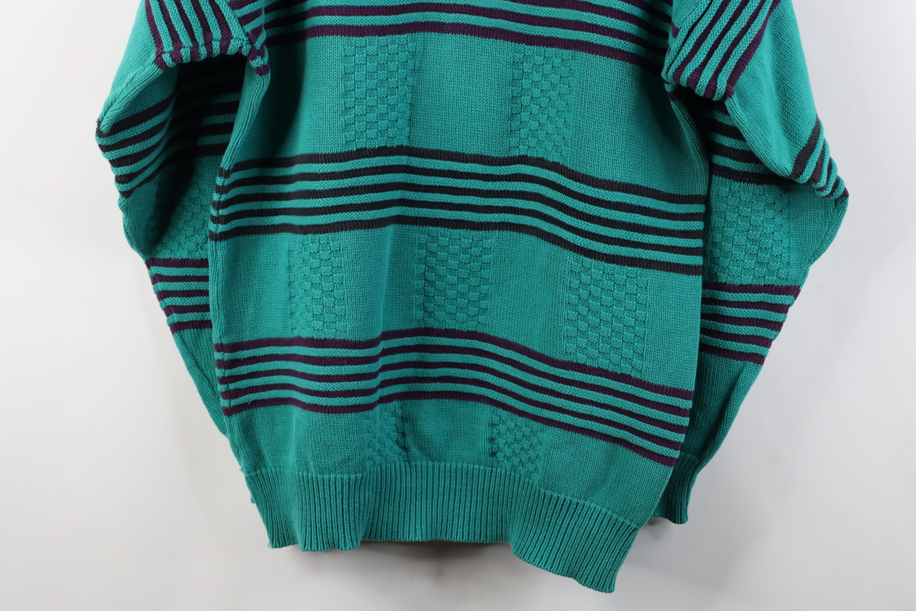Vintage Vintage 90s Streetwear Checkered Striped Ribbed Knit Sweater Size US L / EU 52-54 / 3 - 13 Thumbnail