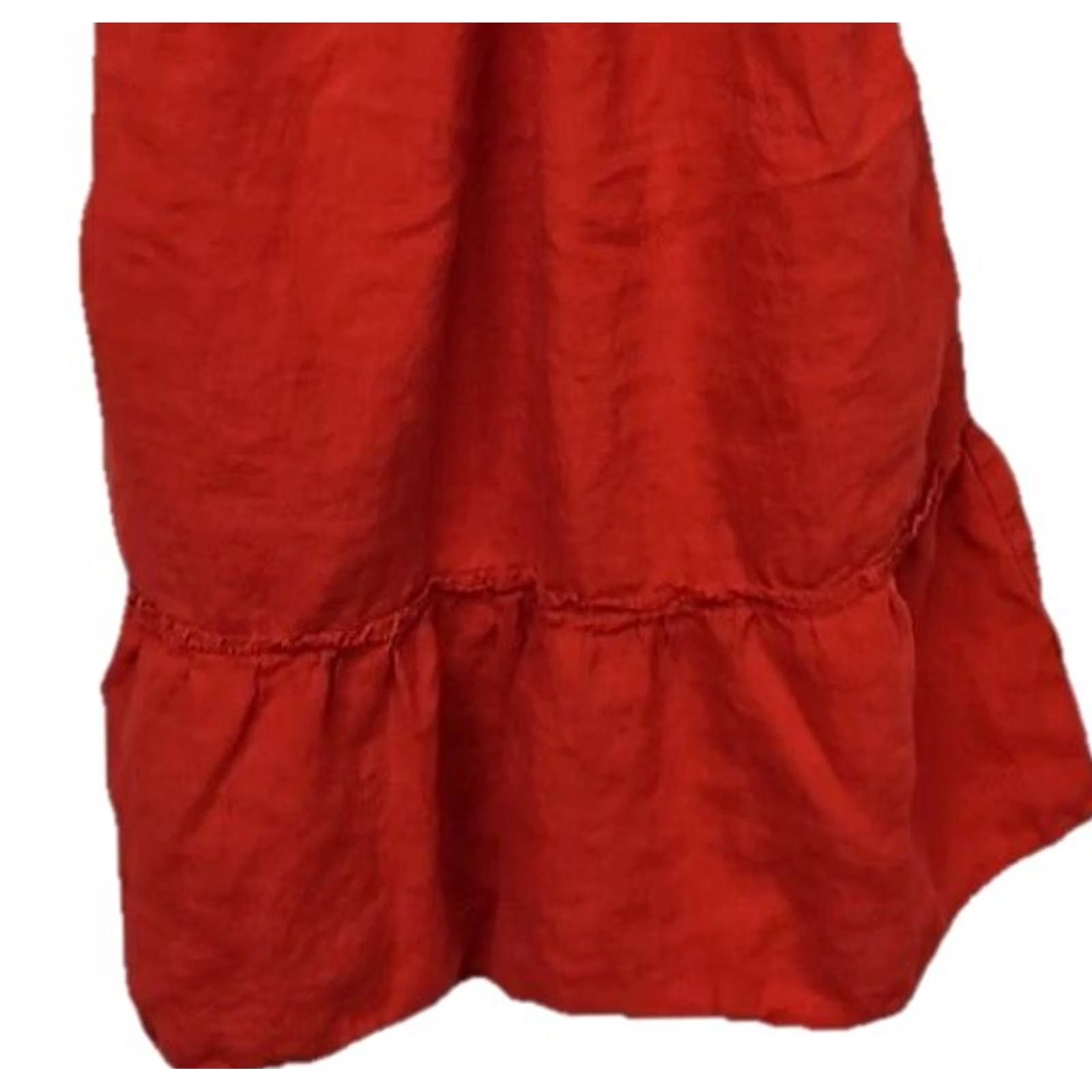 Gap VINTAGE? No. 100% Linen Red Spaghetti Strap Mini Dress Ruffle Hem Women S Gap Dress Sleeveless V-Neck Pullover Solid Red Spring Summer Women S Size S / US 4 / IT 40 - 3 Thumbnail
