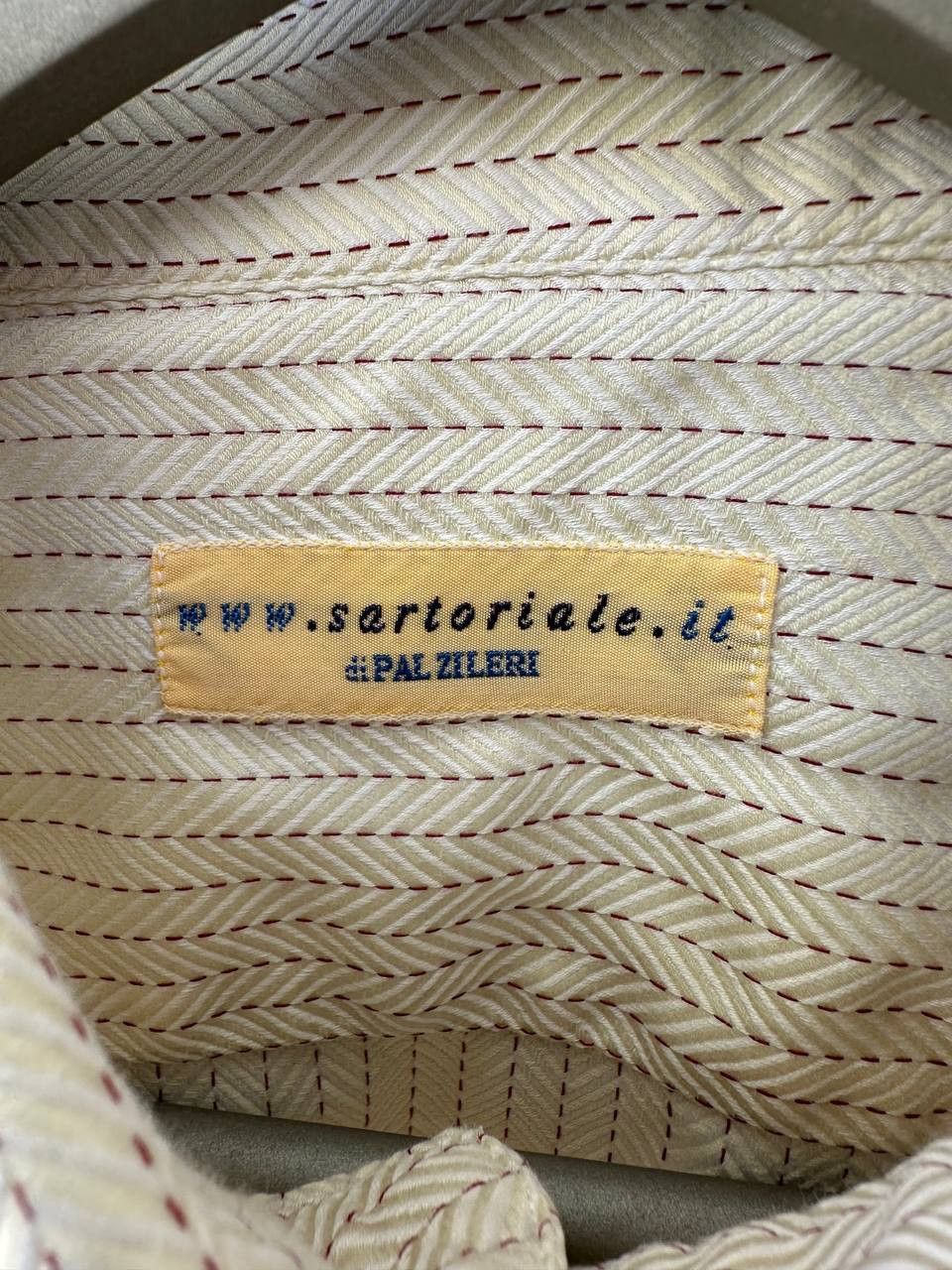 Pal Zileri × Vintage Pal Zileri Sartoriale Vintage Striped Button Up Shirt Beige Size US L / EU 52-54 / 3 - 12 Thumbnail