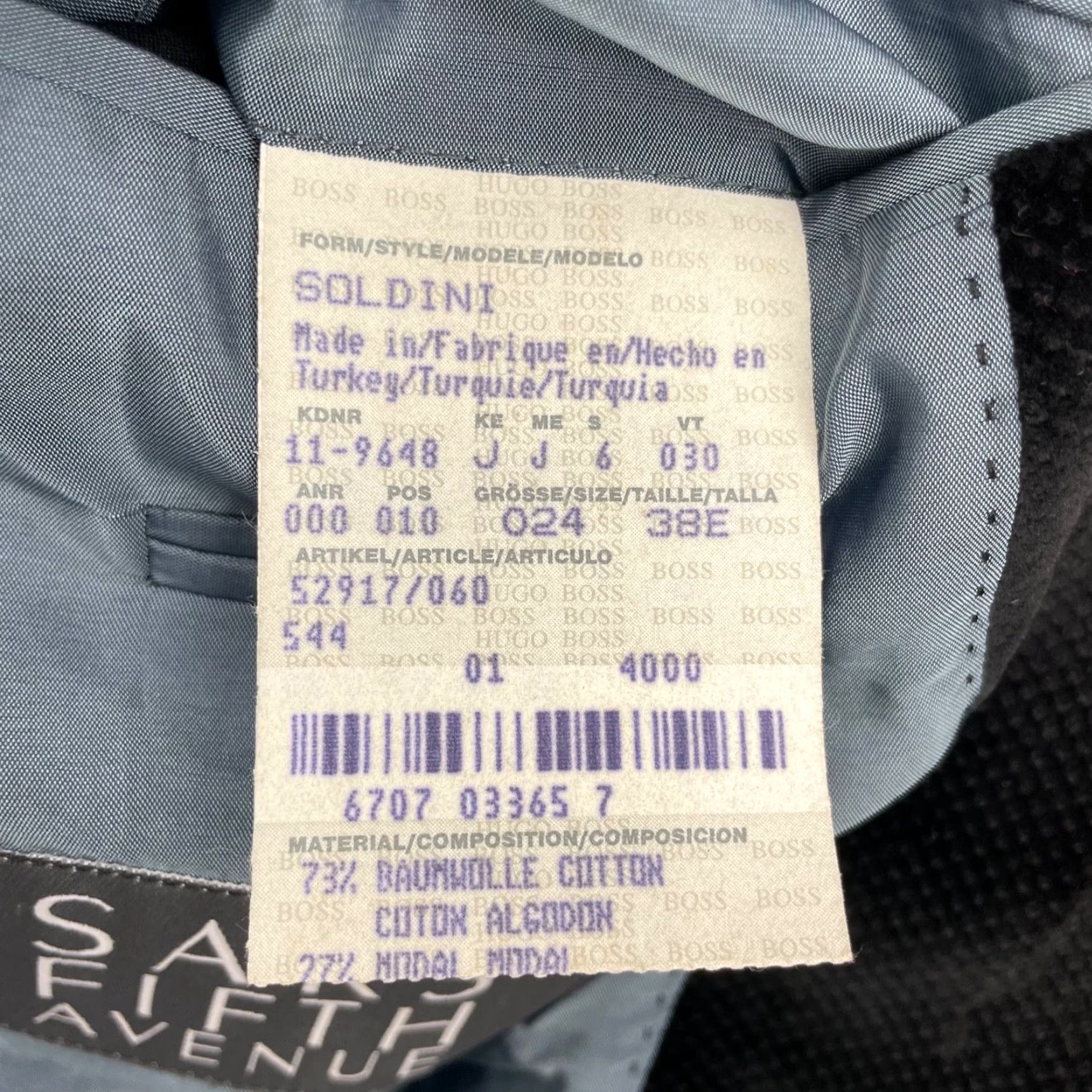 Hugo Boss HUGO BOSS Blazer Men Soldini Velvet Velour 3-Button Black 38S Jacket Coat Short Solid Cotton Modal 3-Button Notch Lapel Mens Vintage: No Size 38R - 7 Thumbnail