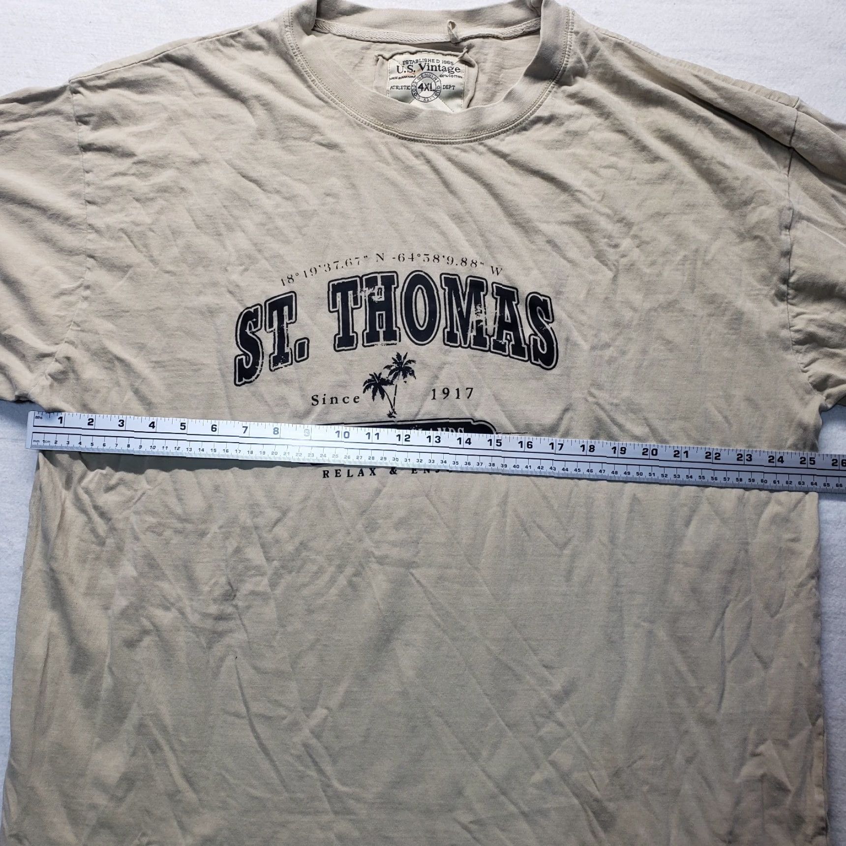 Vintage St.Thomas Virgin Island Shirt Short Sleeve T-Shirt Adult Men 4XL Brown Graphic Tee Classic Theme Mens Size US XXL / EU 58 / 5 - 4 Thumbnail