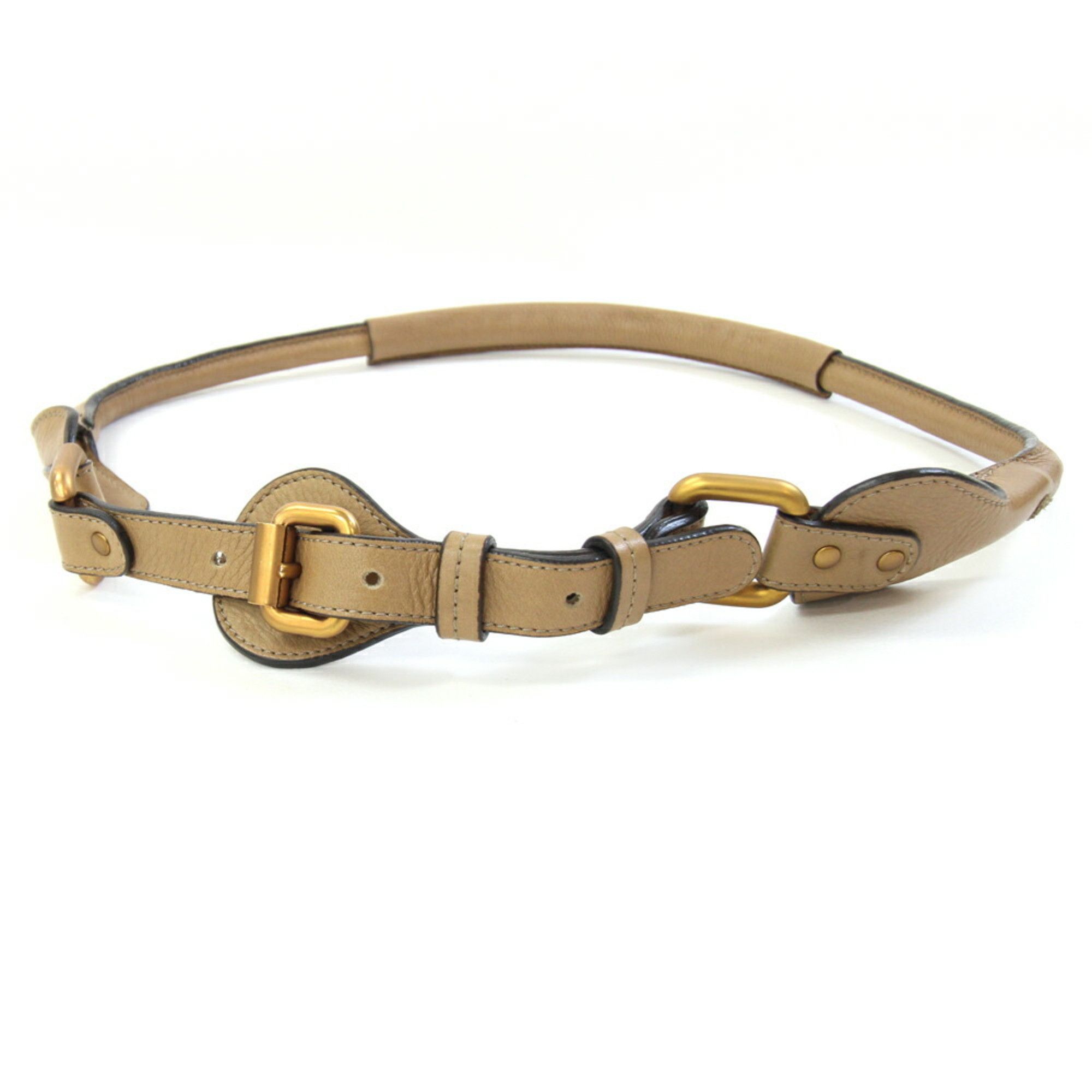 Chloé Chloe Belt 6ECE06 6E422 Light Brown Leather Beige Women's