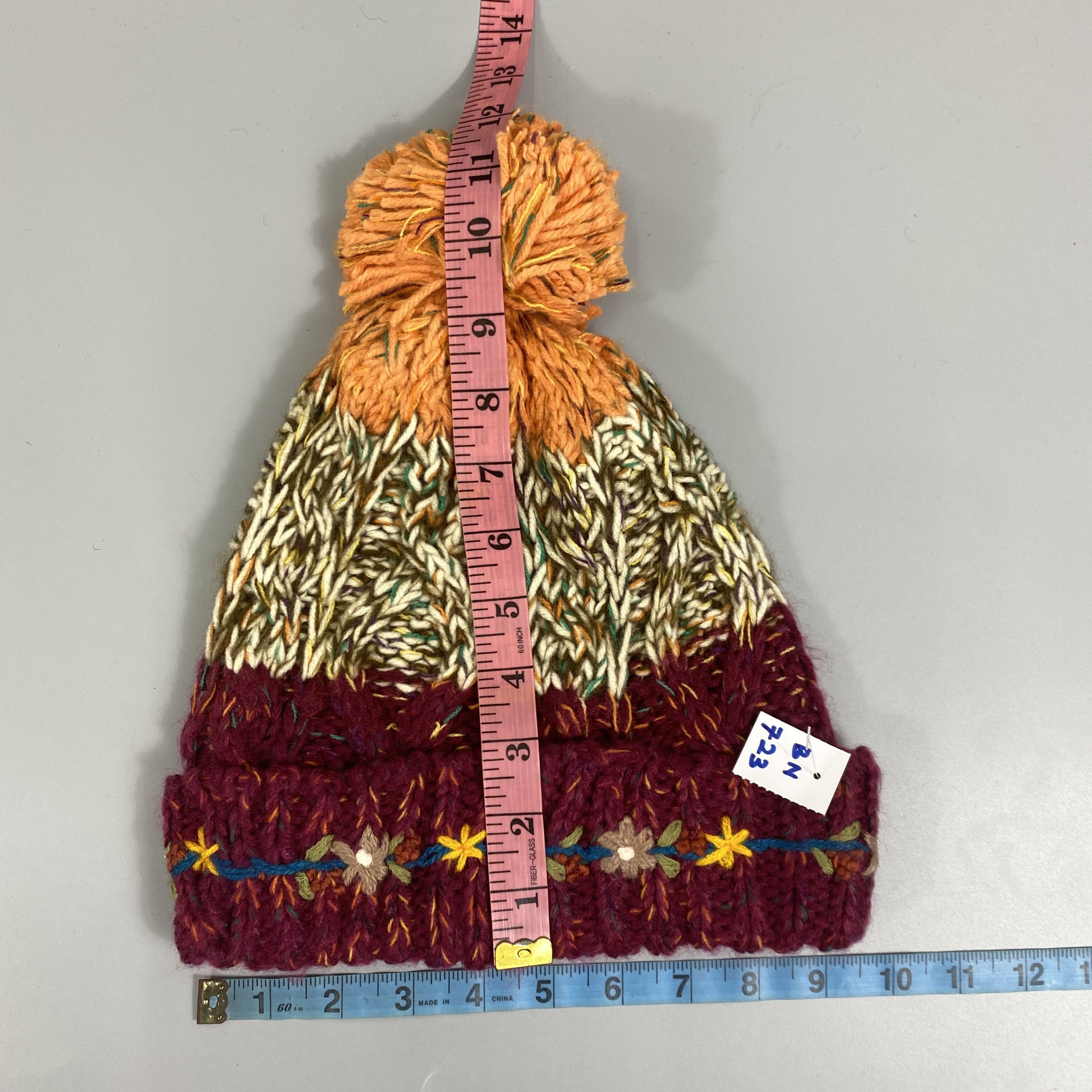 Japanese Brand Flowers Knit Beanie with Pompom -BN723 Size ONE SIZE - 5 Thumbnail