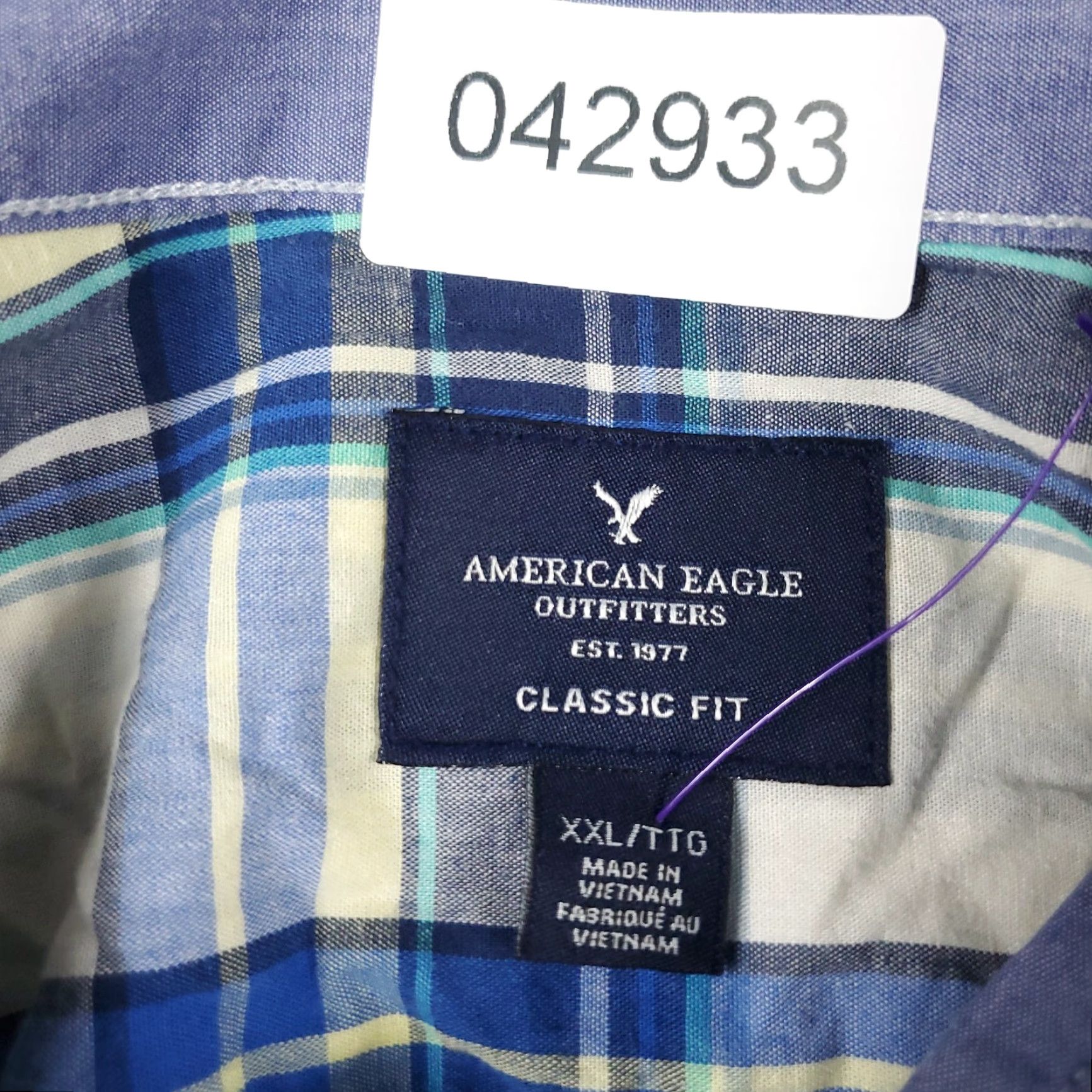 American Eagle Outfitters American Eagle Button-Up Shirt Mens 2XL Blue Plaid Long Sleeve Casual Modern Size US XXL / EU 58 / 5 - 8 Thumbnail
