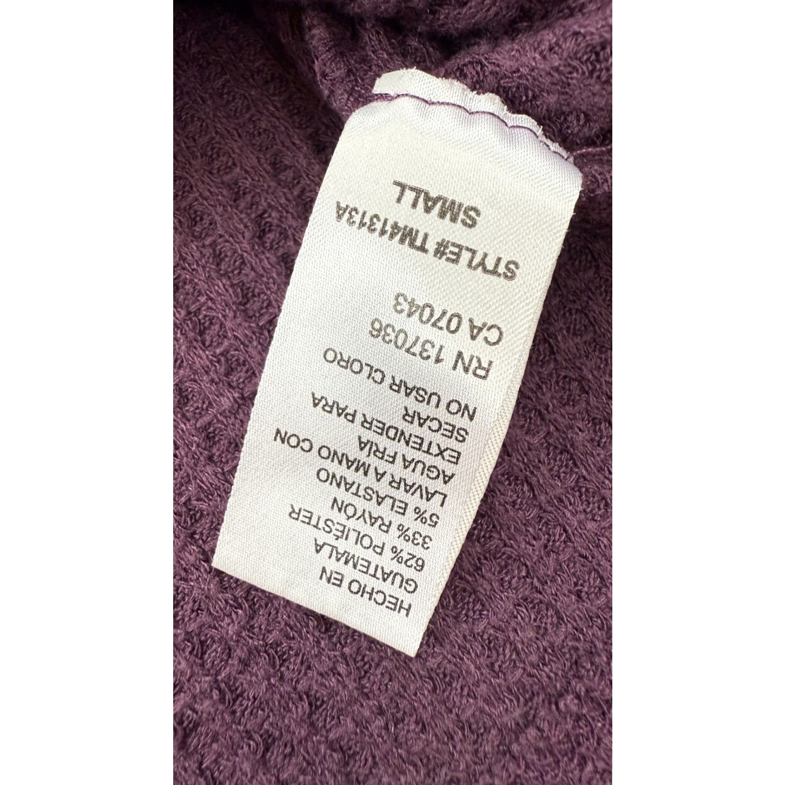 Vintage Paper Crane Shirt Womens Small Purple Waffle Knit Hooded Pullover Soft Lounge Size S / US 4 / IT 40 - 4 Thumbnail