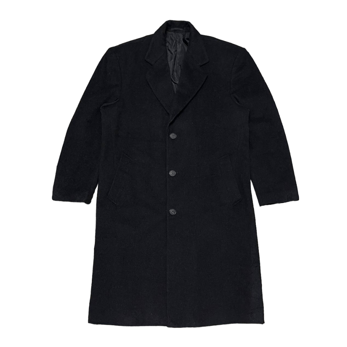image of Cashmere Wool Ron Bennett Luxury Wool Cashmere Overcoat VTG in Black, Men's (Size Large)