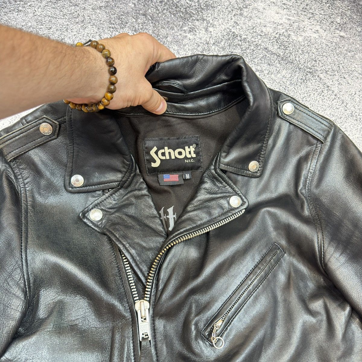 Schott Schott Mens Black Biker Jacket M size Size US M / EU 48-50 / 2 - 6 Thumbnail