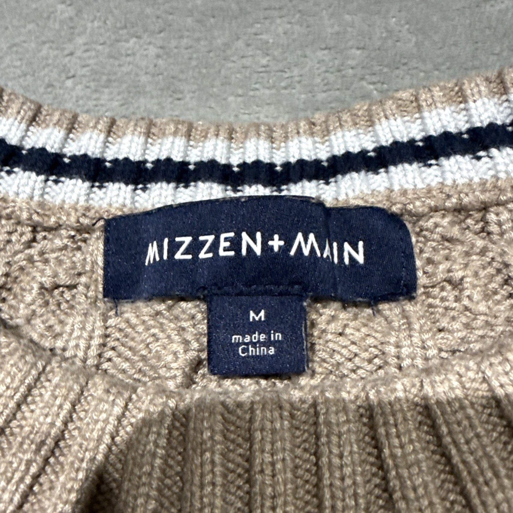 Mizzen+Main MIZZEN + MAIN Redford Cable Knit Crewneck Sweater Mens Size M Beige Size US M / EU 48-50 / 2 - 3 Thumbnail