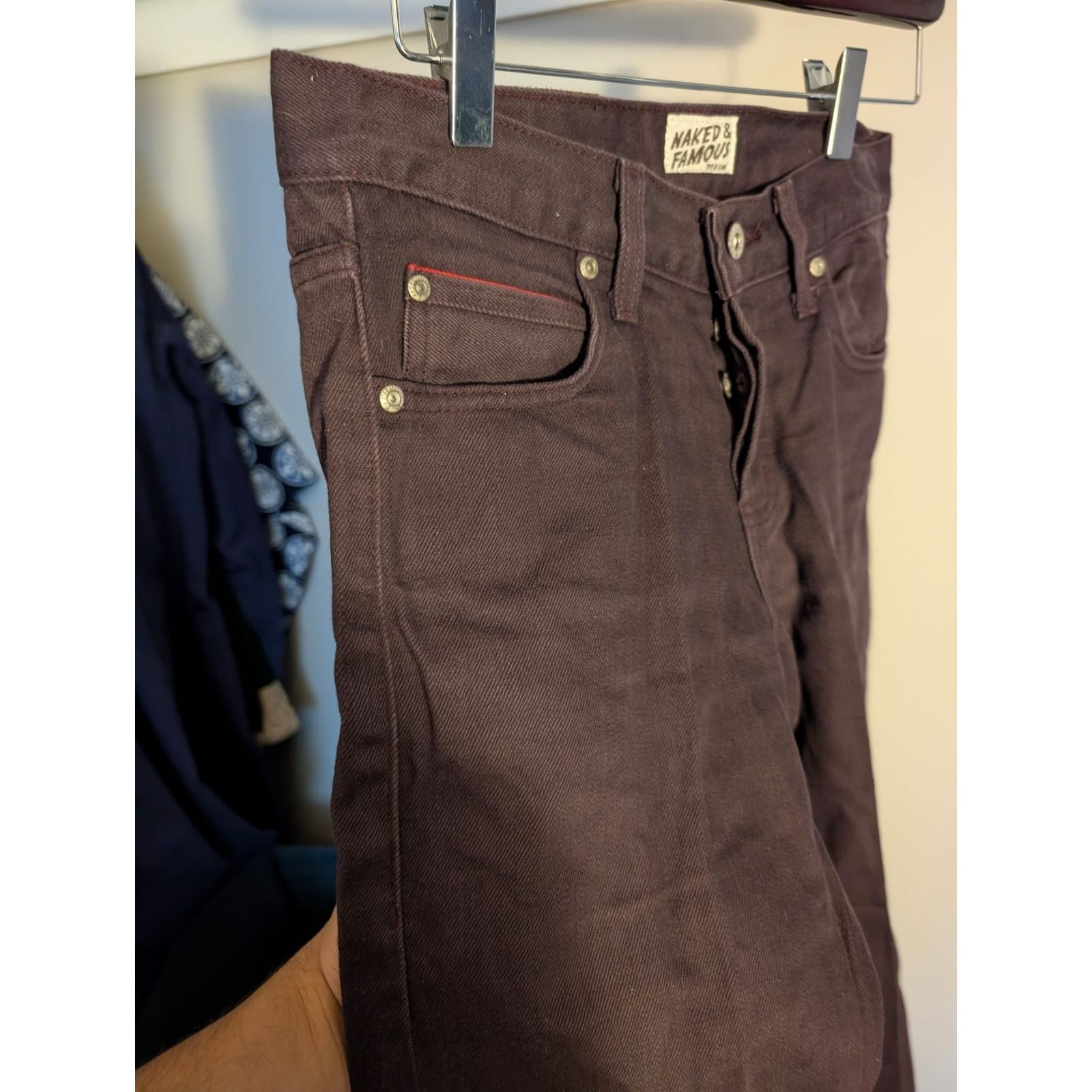 Naked & Famous Skinny Guy - Wine Selvedge Chino (30) Size US 30 / EU 46 - 4 Thumbnail