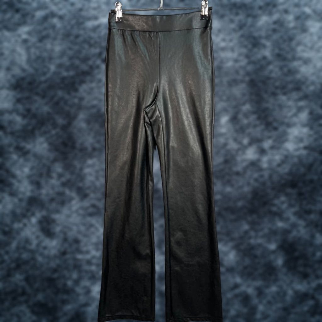 Vintage Ten By Babaton Womens Faux Leather Flare Leg Pants XS Black Pants Womens XS Black Flared Leather-look Pant Size 26" / US 2 / IT 38 - 1 Thumbnail
