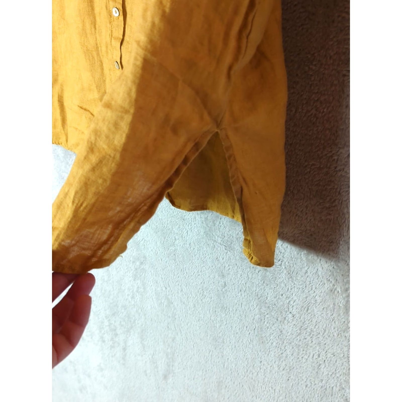 Vintage VINTAGE Tahari Linen Button-Up Tunic Women's 2X Long Sleeve Mustard Lagenlook Minimalist Size XXL / US 16-18 / IT 52-54 - 6 Thumbnail