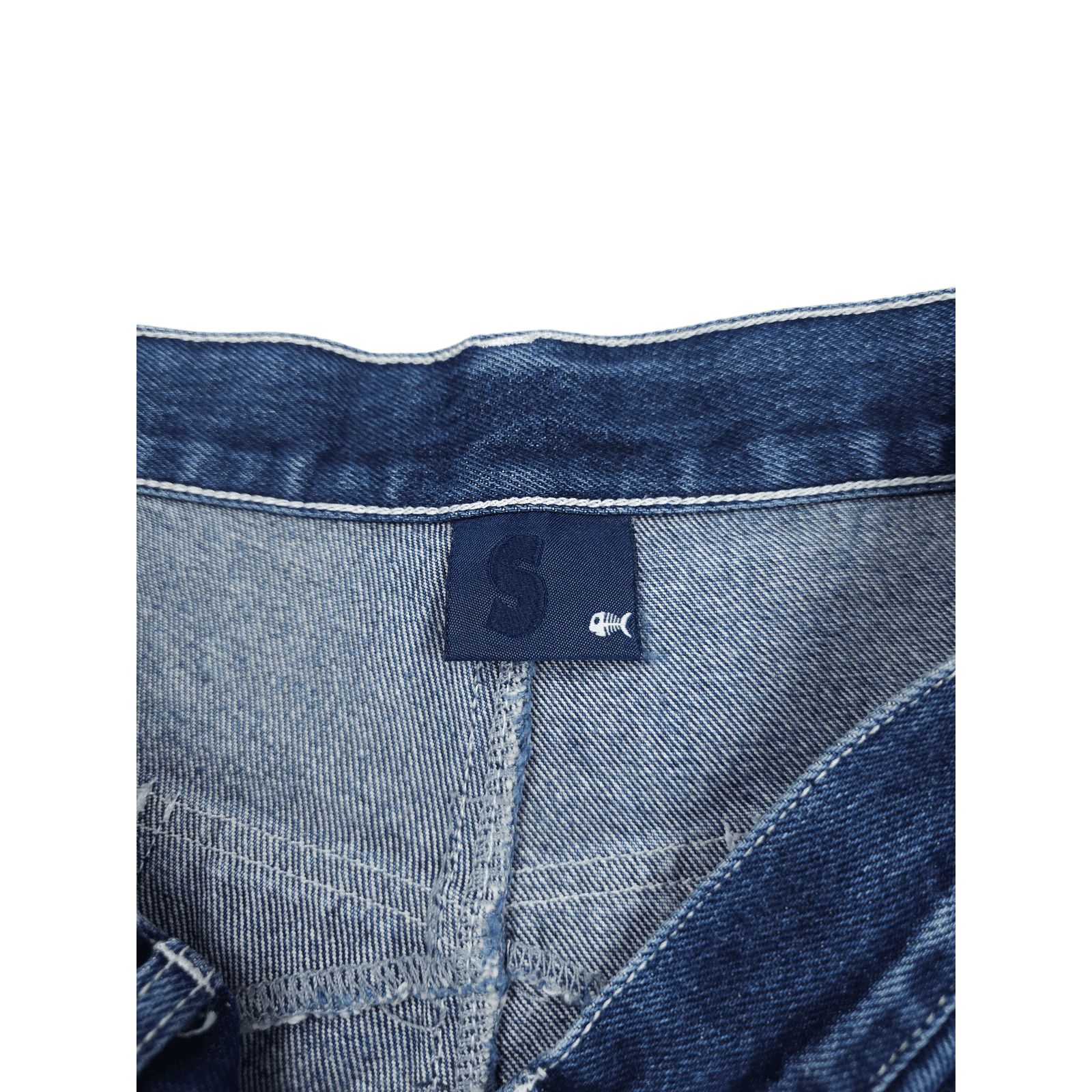 Japanese Brand 💎 Y2K Vintage Fishbone Denim JNCO Shorts Hip-Hop Rap Size US 32 / EU 48 - 8 Thumbnail
