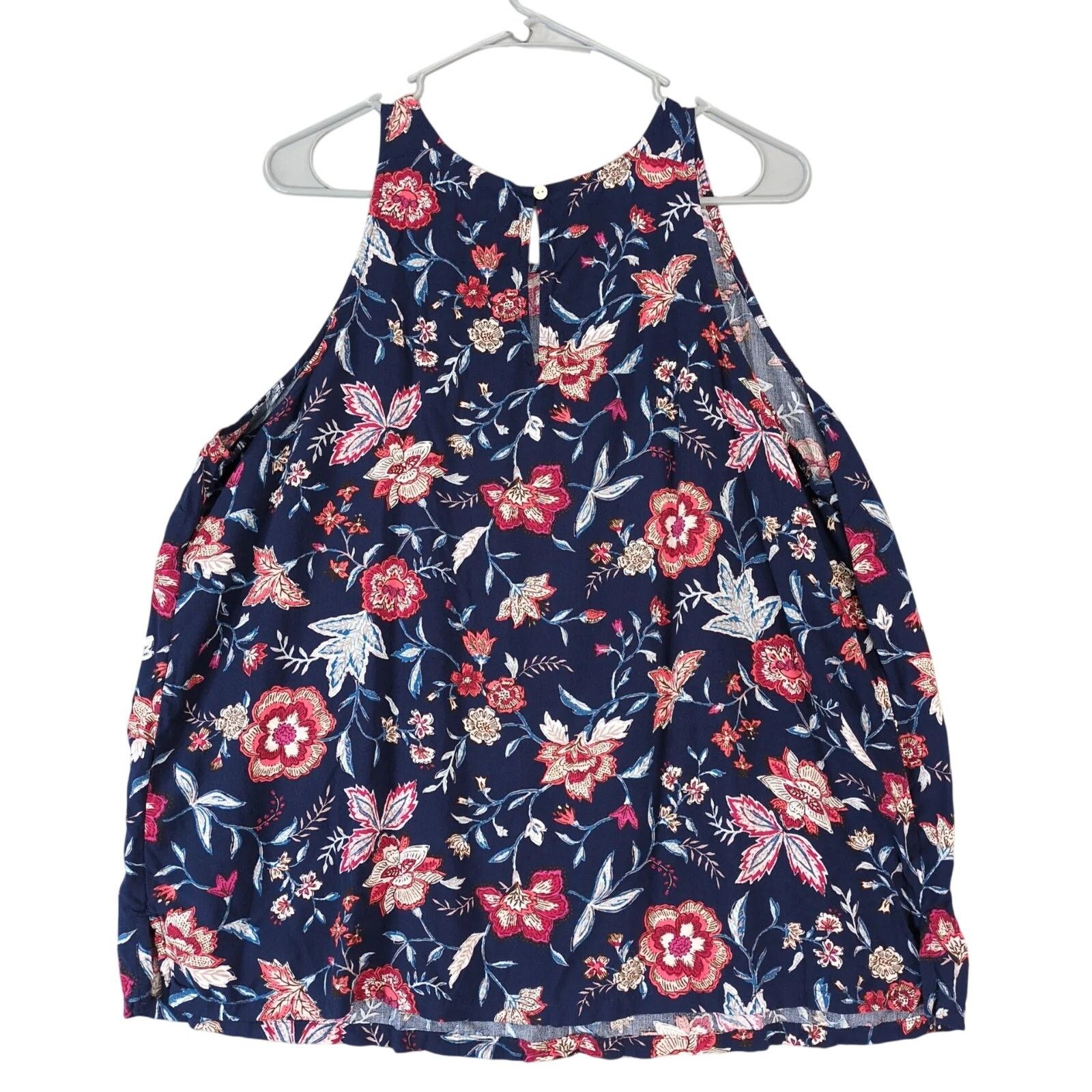 Old Navy Old Navy Blue Floral Print Rayon Tank Top Women's XL Flowy Size XL / US 12-14 / IT 48-50 - 2 Thumbnail