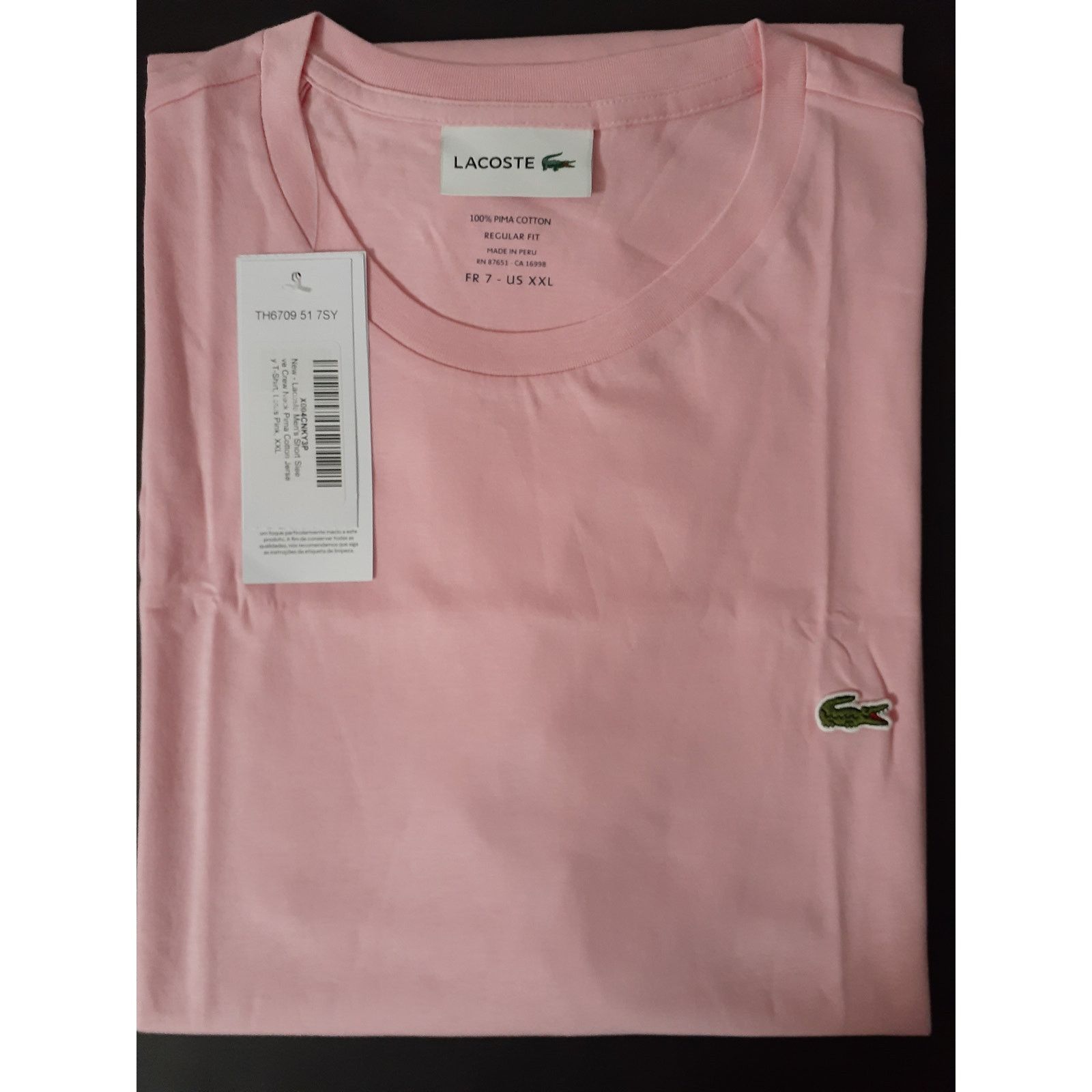 Lacoste Lacoste Men's Crew Neck Pima Cotton Jersey T-Shirt Pink 2XL Size US XXL / EU 58 / 5 - 2 Thumbnail