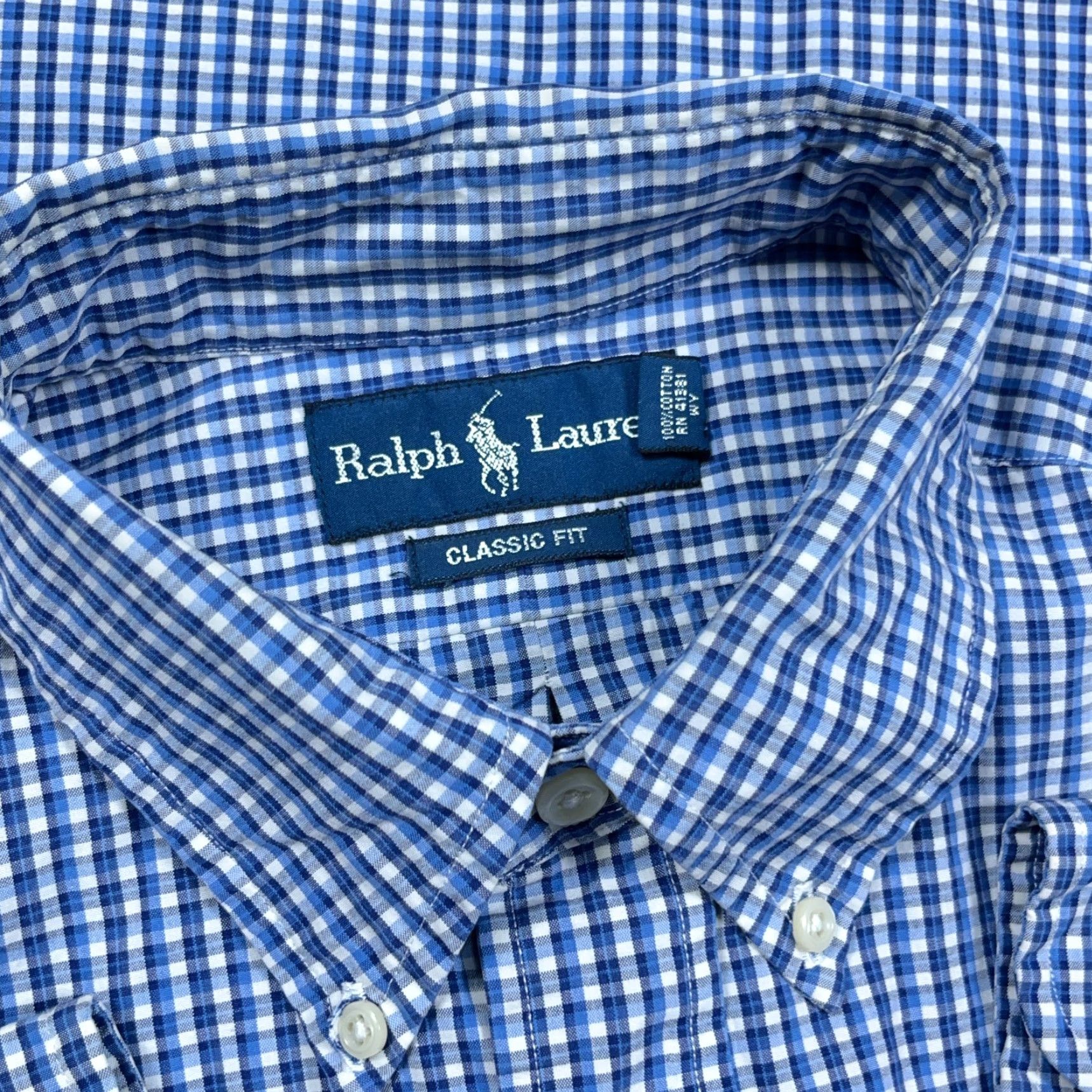 Ralph Lauren Ralph Lauren Shirt Men Large Blue Classic Fit Plaid Button-Up Dress Shirt Adult Size 42R - 3 Thumbnail
