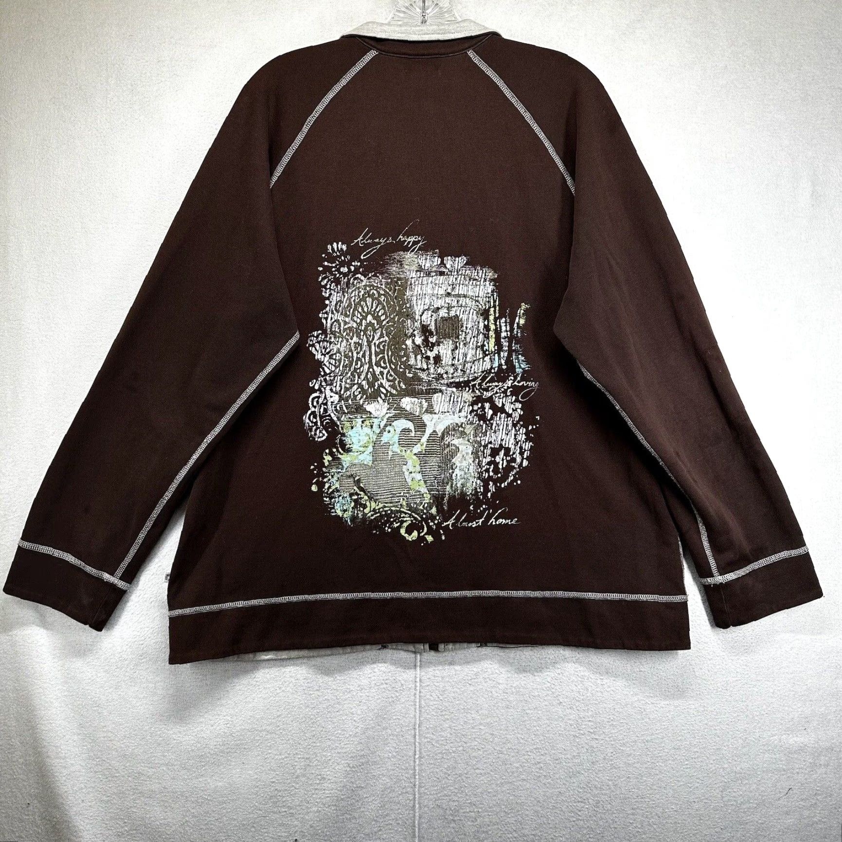 Vintage Chico's Zenergy Women's Jacket Size XL Brown Geometric Full Zip Casual 90s Size XL / US 12-14 / IT 48-50 - 2 Thumbnail