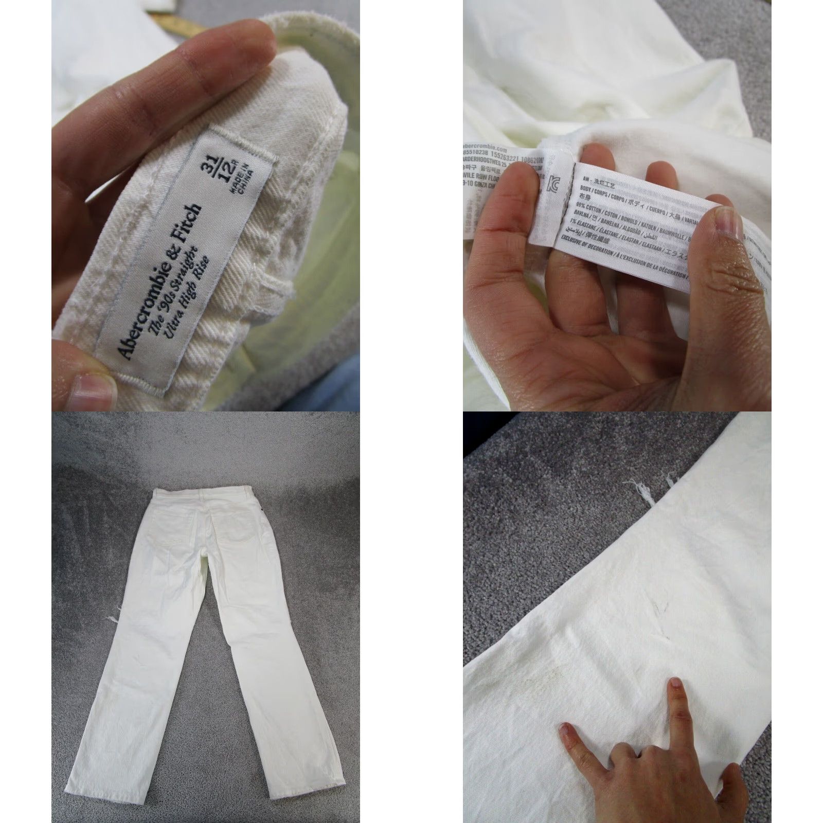 Abercrombie & Fitch Abercrombie Fitch Womens High Rise Straight Jeans White Ripped Size 24" / US 00 / IT 34 - 8 Thumbnail