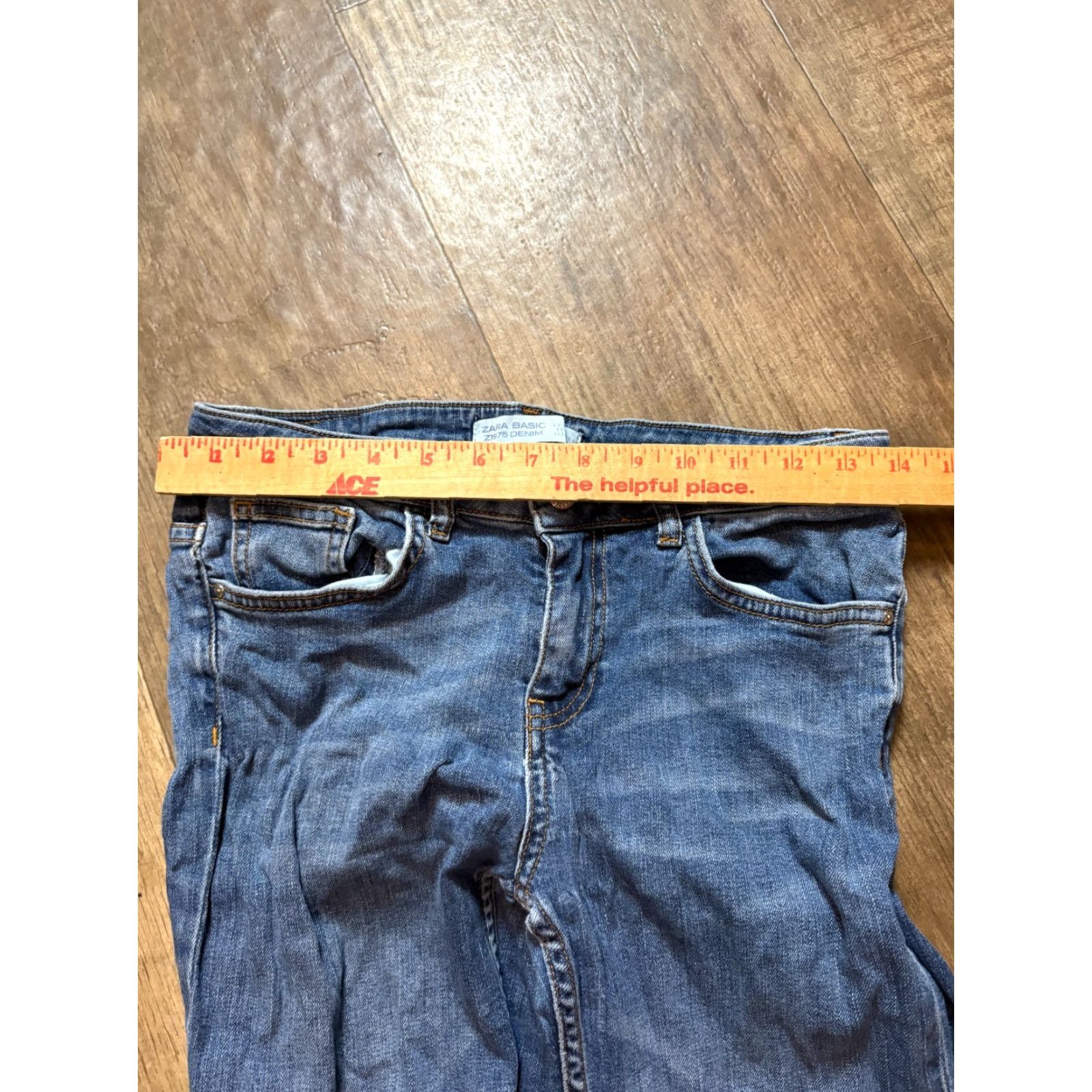 Zara ZARA Jeans Womens Size 6 Blue 28 x 27 Denim Beaded Cuffed Ankle Slimming Bottom Jeans Womens Men’s? Size 28" / US 6 / IT 42 - 3 Thumbnail