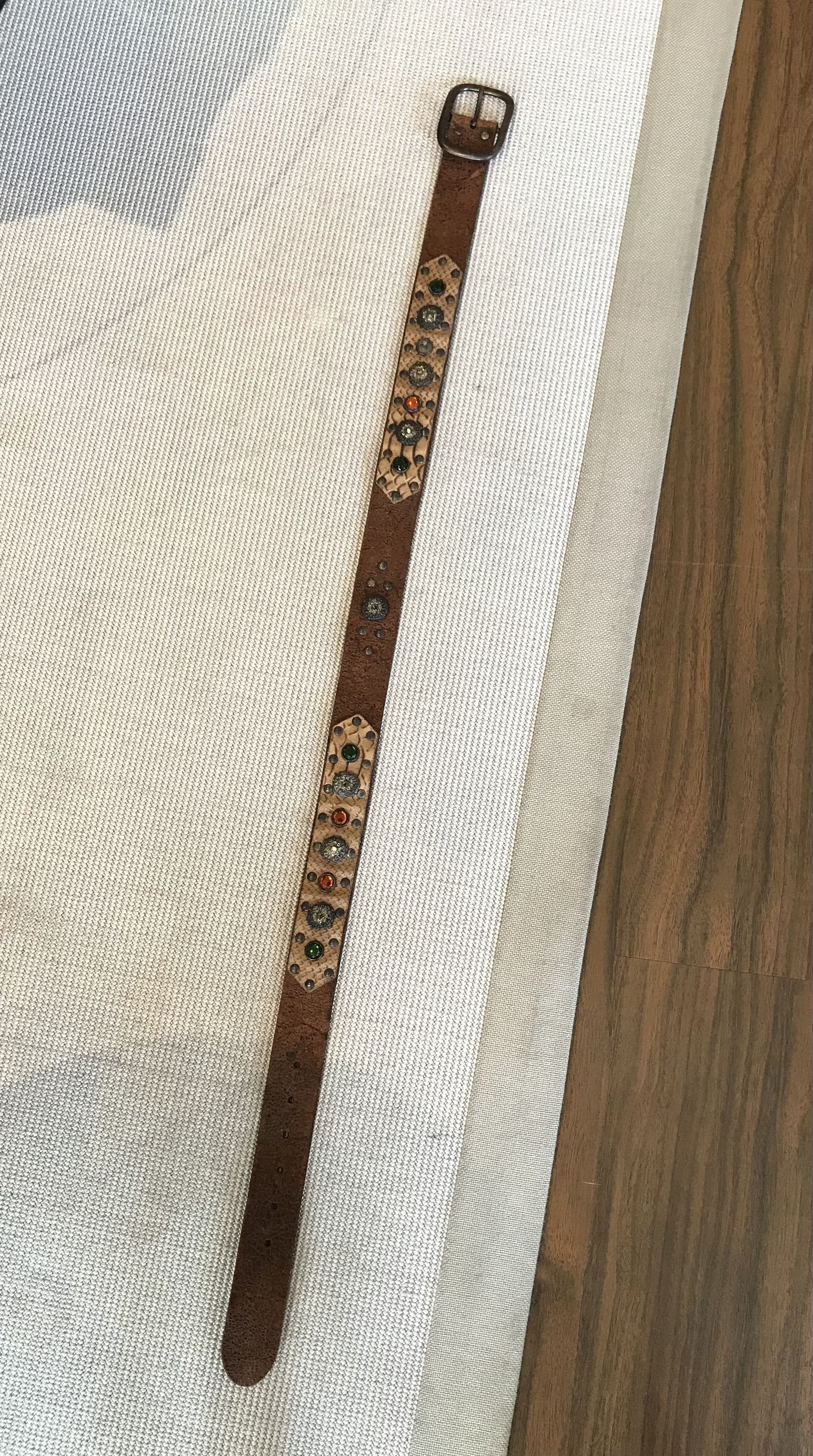 Hollywood Trading Company Vintage Studded leather belt Size 38 - 1 Thumbnail