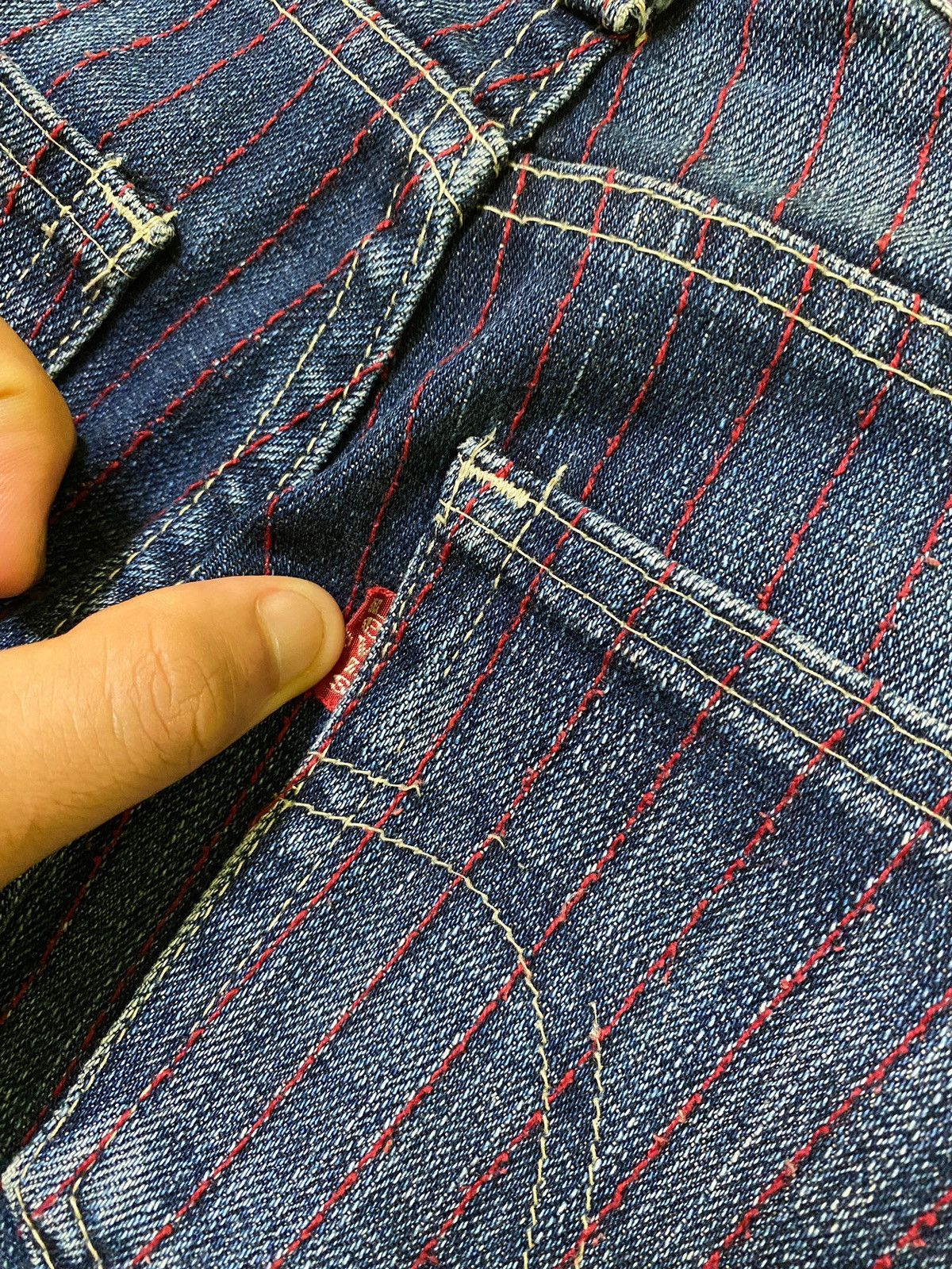 Levi's × Levi's Vintage Clothing × Vintage Vintage Levi's Japan Red Striped Distressed Denim Jeans Size US 28 / EU 44 - 13 Thumbnail