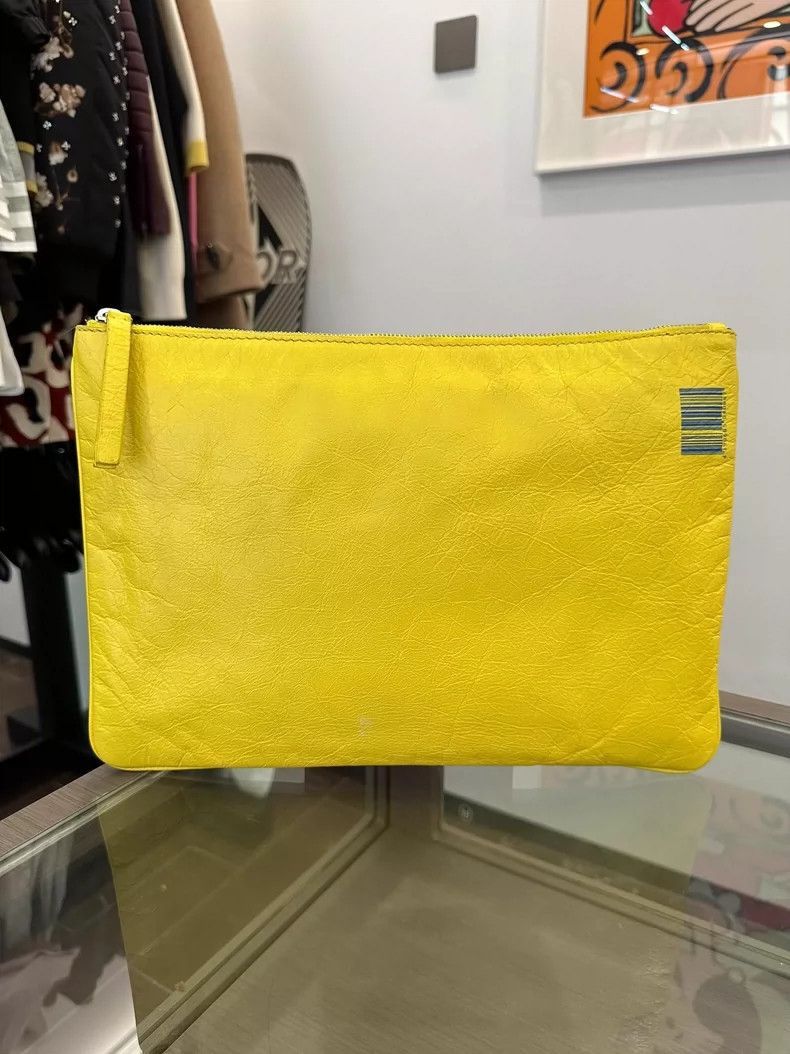 Balenciaga Yellow Zip Handbag with Logo-2505