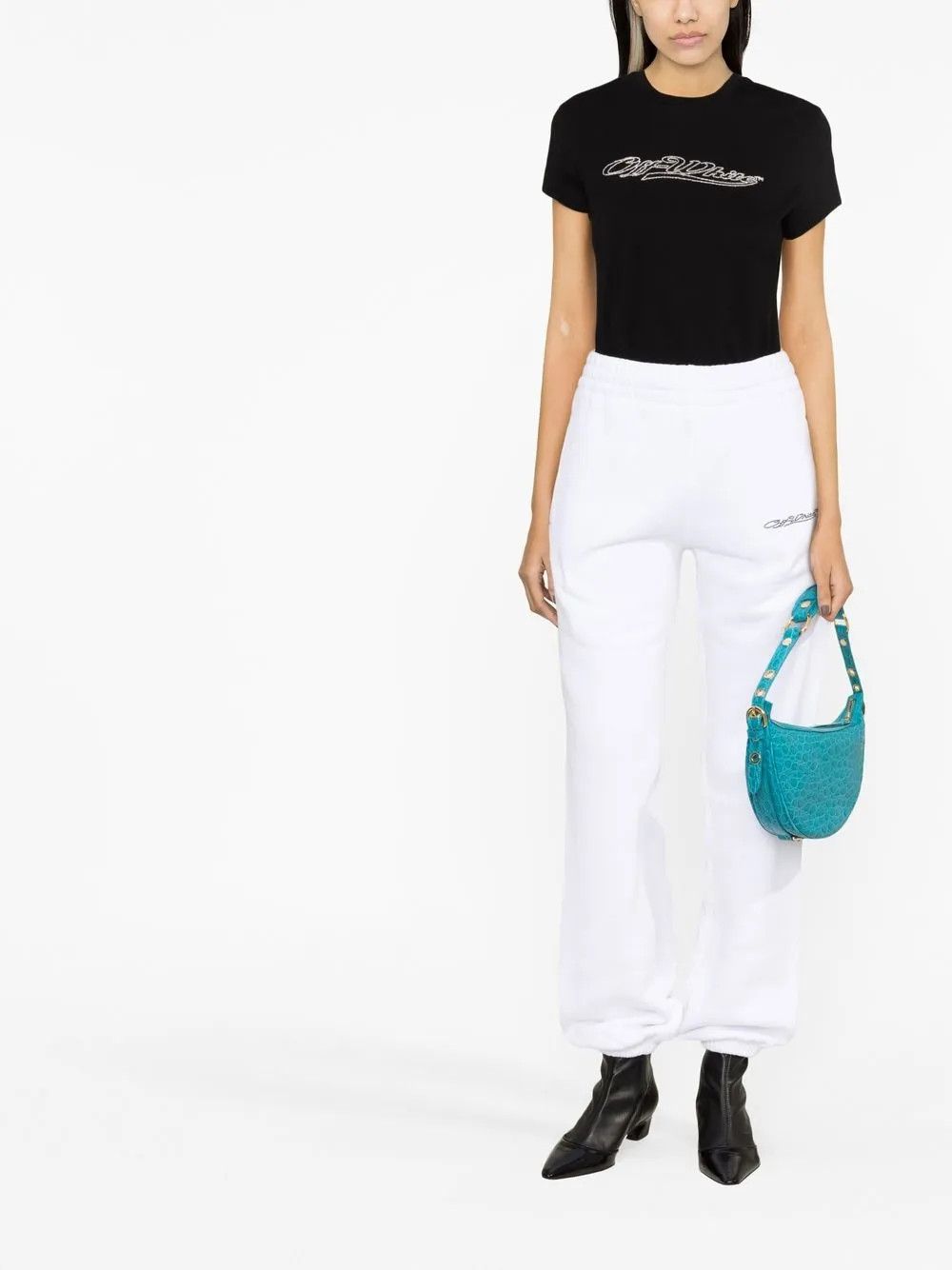Off-White o1y1225 Logo Crewneck T-Shirt in Black Size XS / US 0-2 / IT 36-38 - 4 Thumbnail