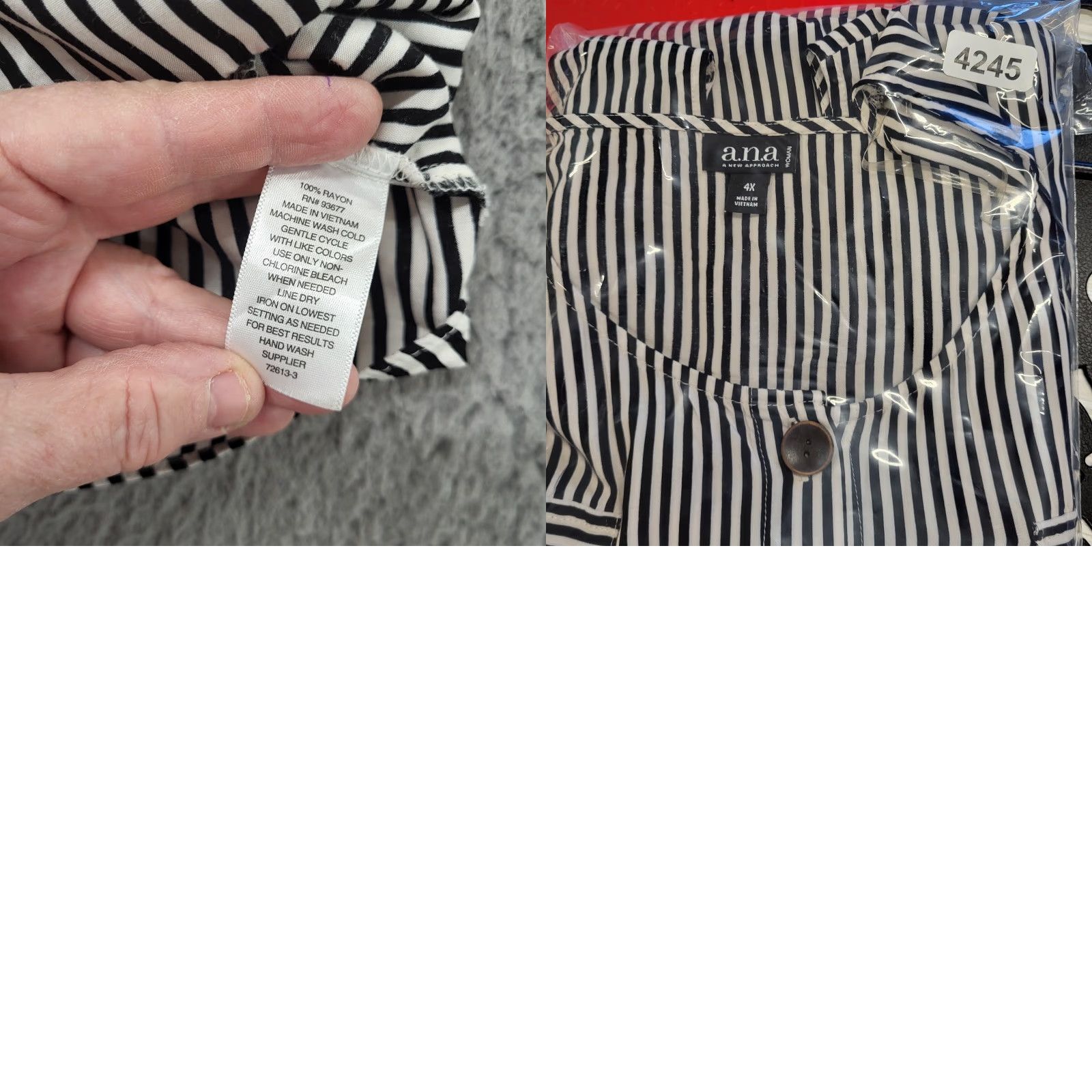 Vintage A.N.A A New Approach Blouse Sleeveless Black White Striped 4X Plus Size Women Tank Shirt Size XXL / US 16-18 / IT 52-54 - 9 Thumbnail